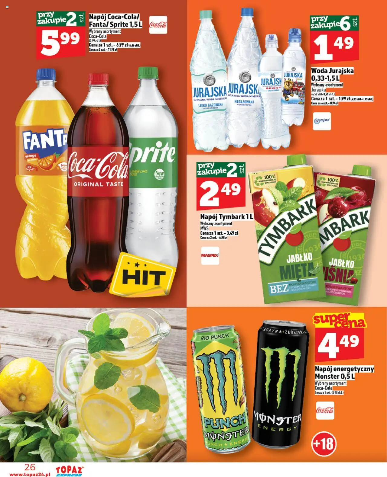 Topaz Gazetka - Express od 23.10.2025 | Strona: 26 | Produkty: Sprite, Coca cola, Woda