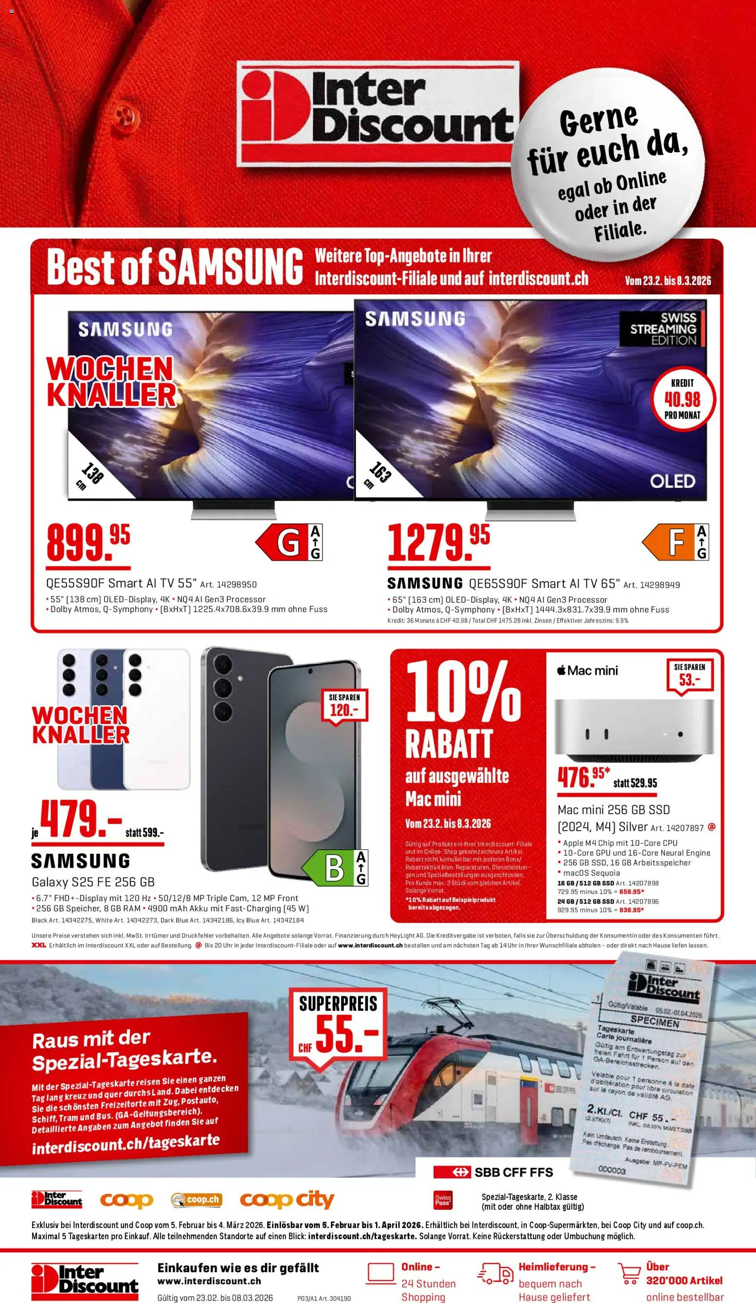 Interdiscount Aktionen – gültig ab 23.02.2026 | Seite: 1 | Produkte: Uhr, TV, Apple, Samsung
