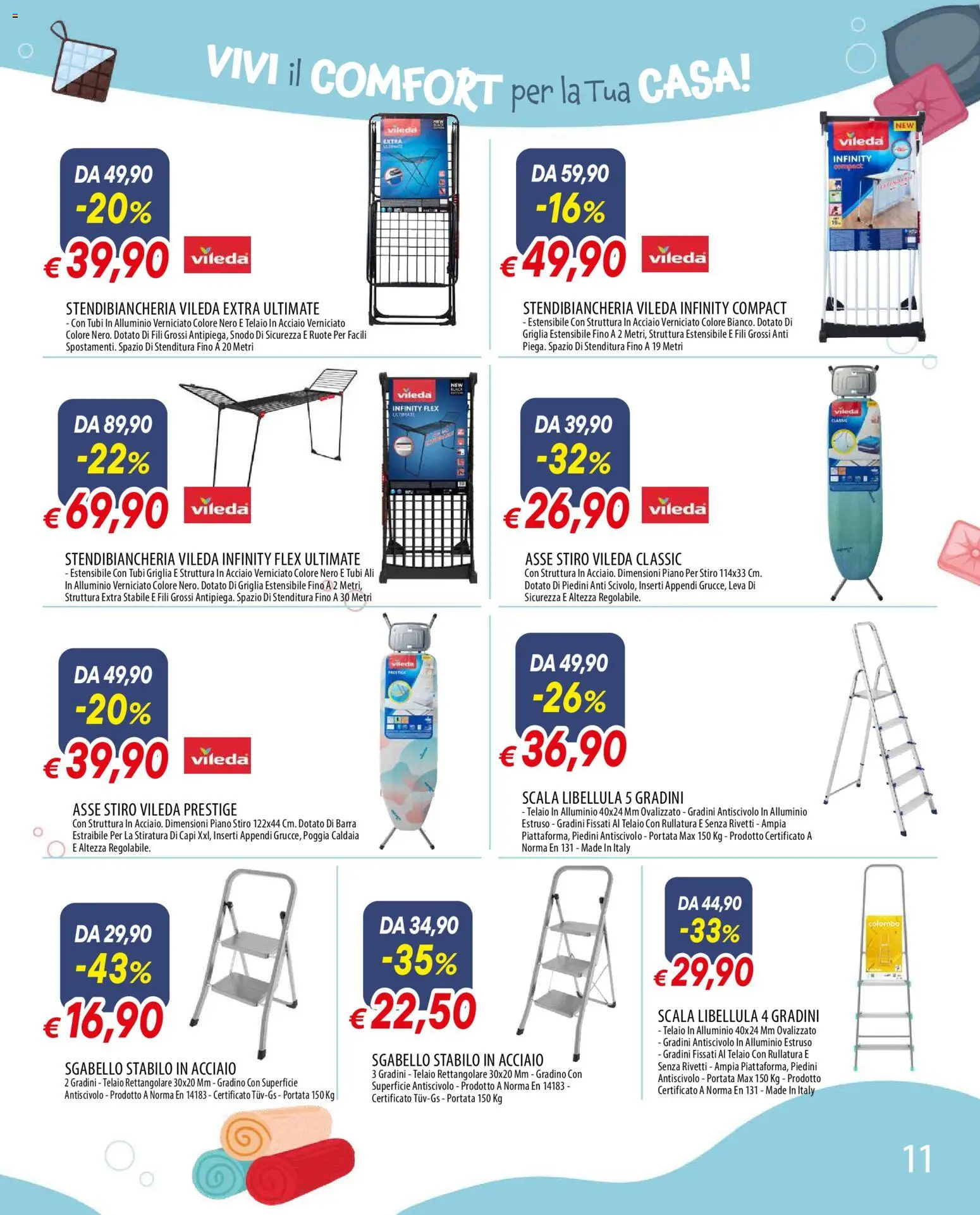 Volantino Famila del 29.12.2025 | Pagina: 11 | Prodotti: Stendibiancheria, Scala, Alluminio, Griglia