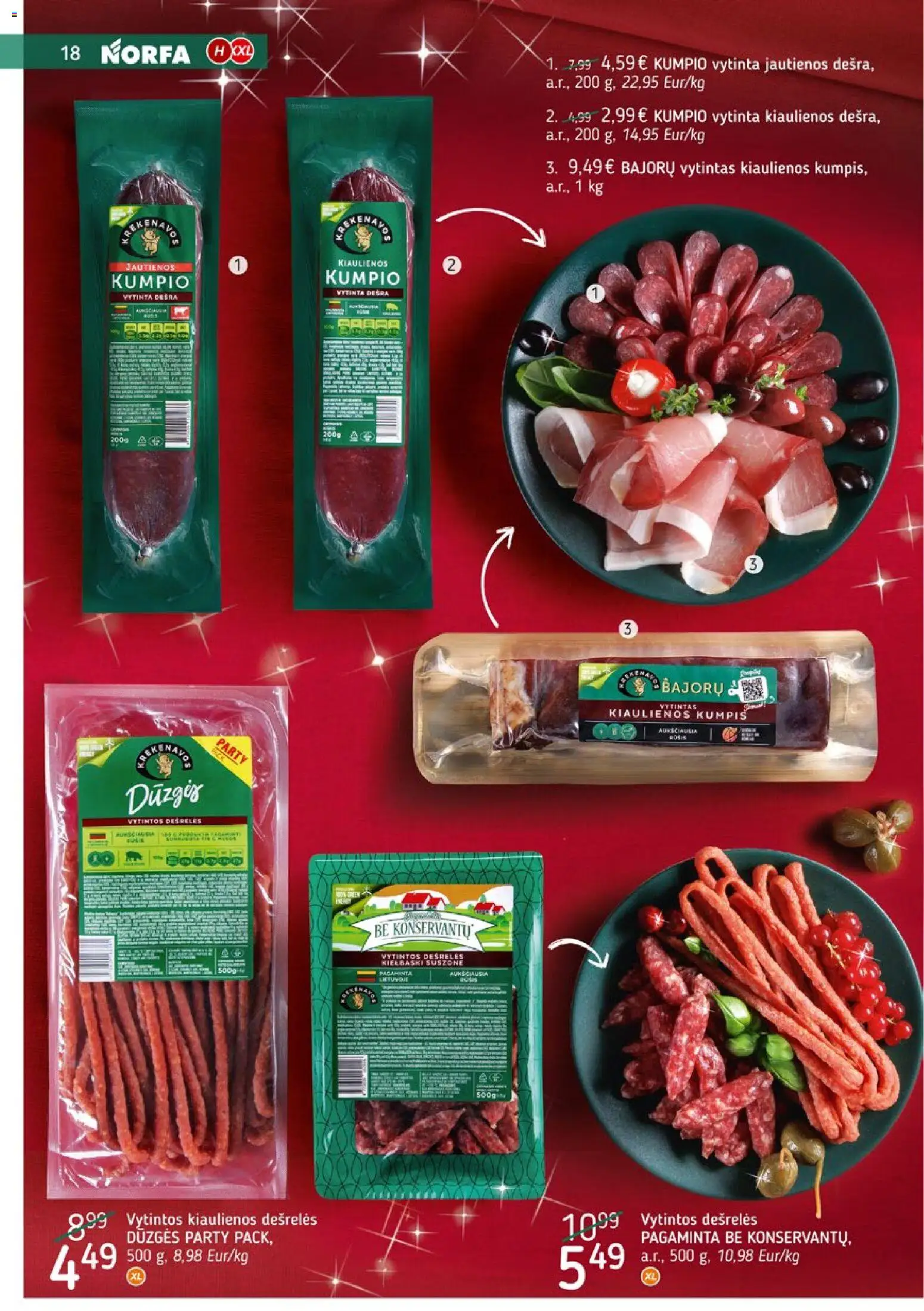 NORFA akcijos nuo 09.12.2025 | Puslapis: 18 | Prekių: Kiaulienos, Jautienos, Dešrelės, Kumpis