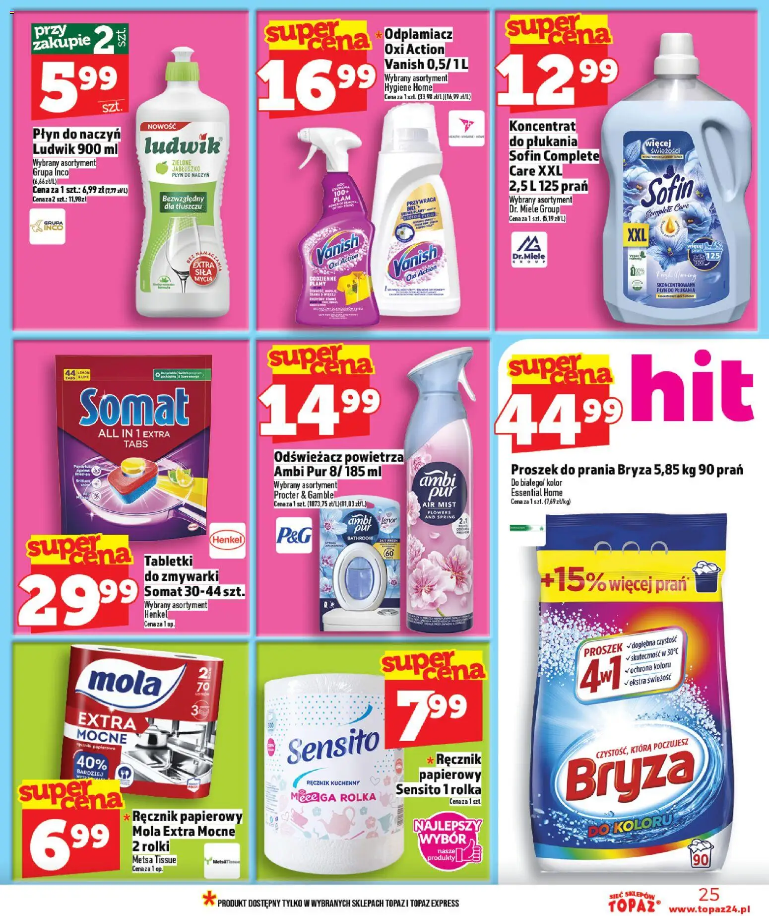 Topaz Gazetka MAZ od 15.01.2026 | Strona: 25 | Produkty: Vanish, Odświeżacz powietrza, Proszek do prania, Odplamiacz