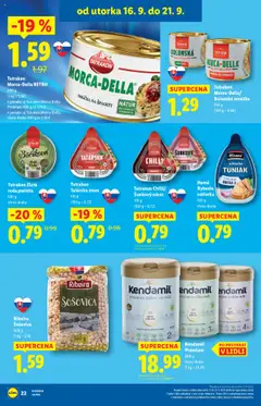 Nové Lidl akcie – leták je platný od 16.09.2025 | Strana: 22 | Produkty: Tuniak, Kinder, Šošovica, Omáčka