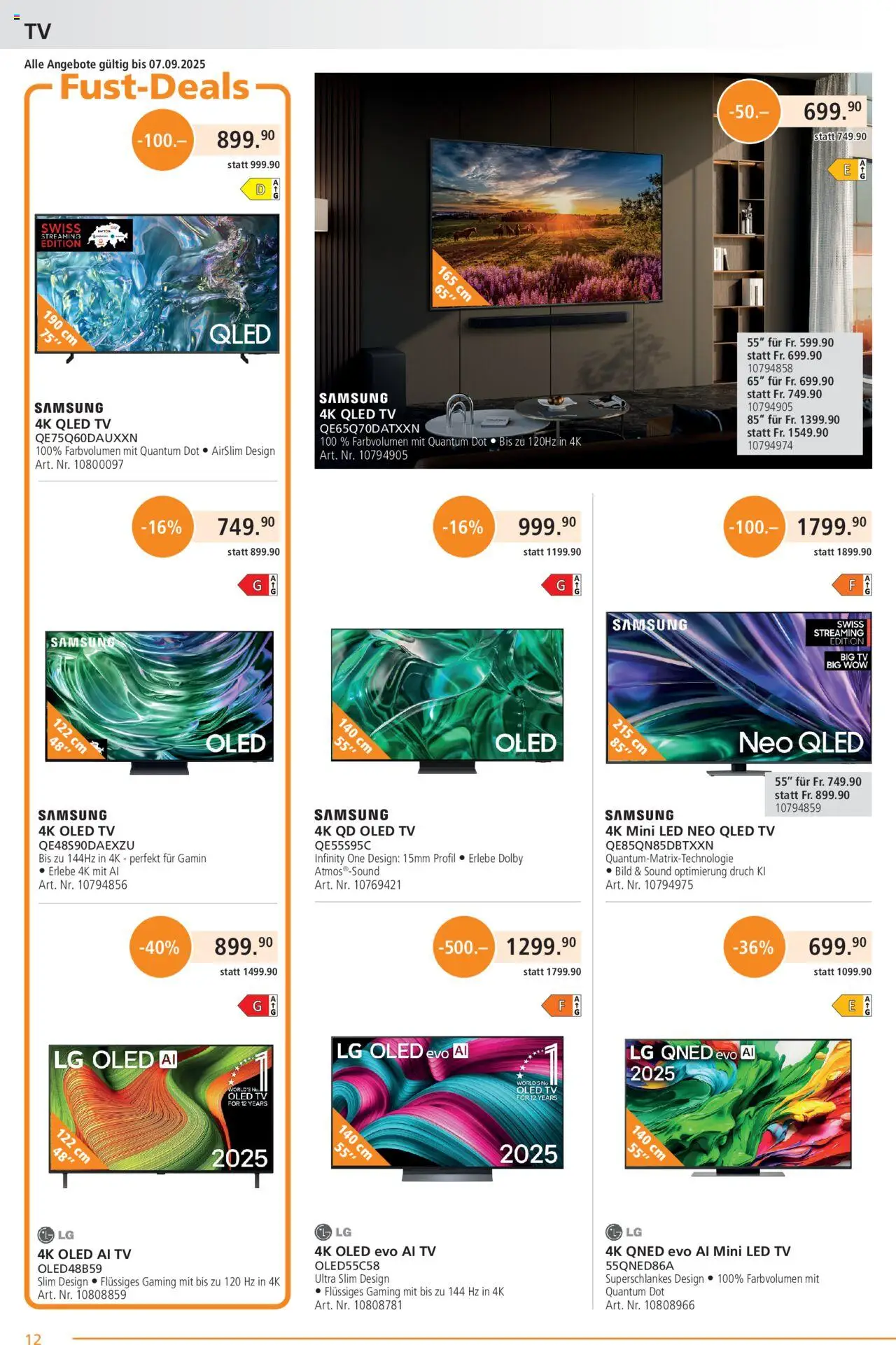 Fust Aktionen ab 25.08.2025 | Seite: 12 | Produkte: TV, Samsung, LG
