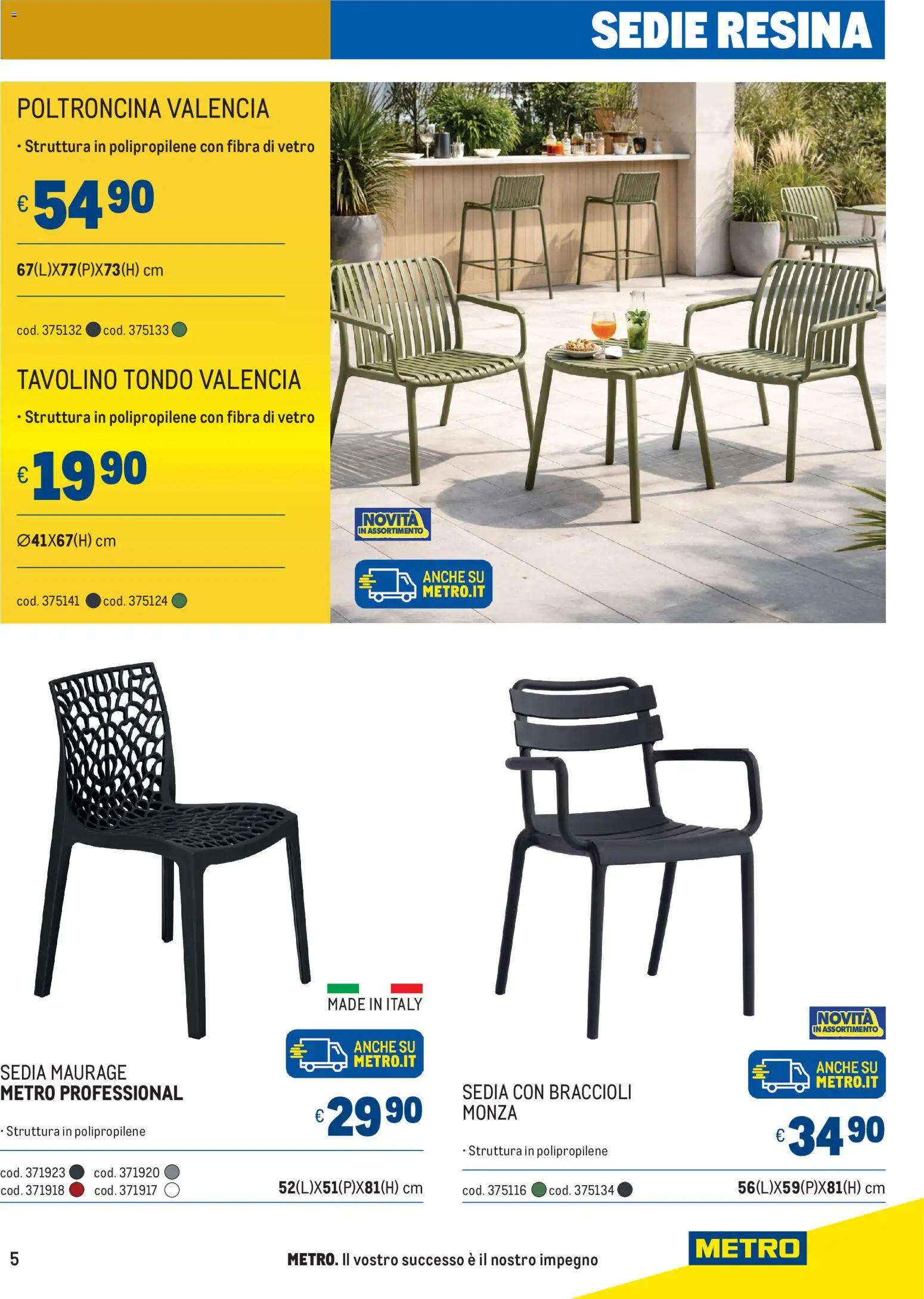 Volantino Metro del 02.04.2026 | Pagina: 5 | Prodotti: Tavolino, Braccioli, Sedia