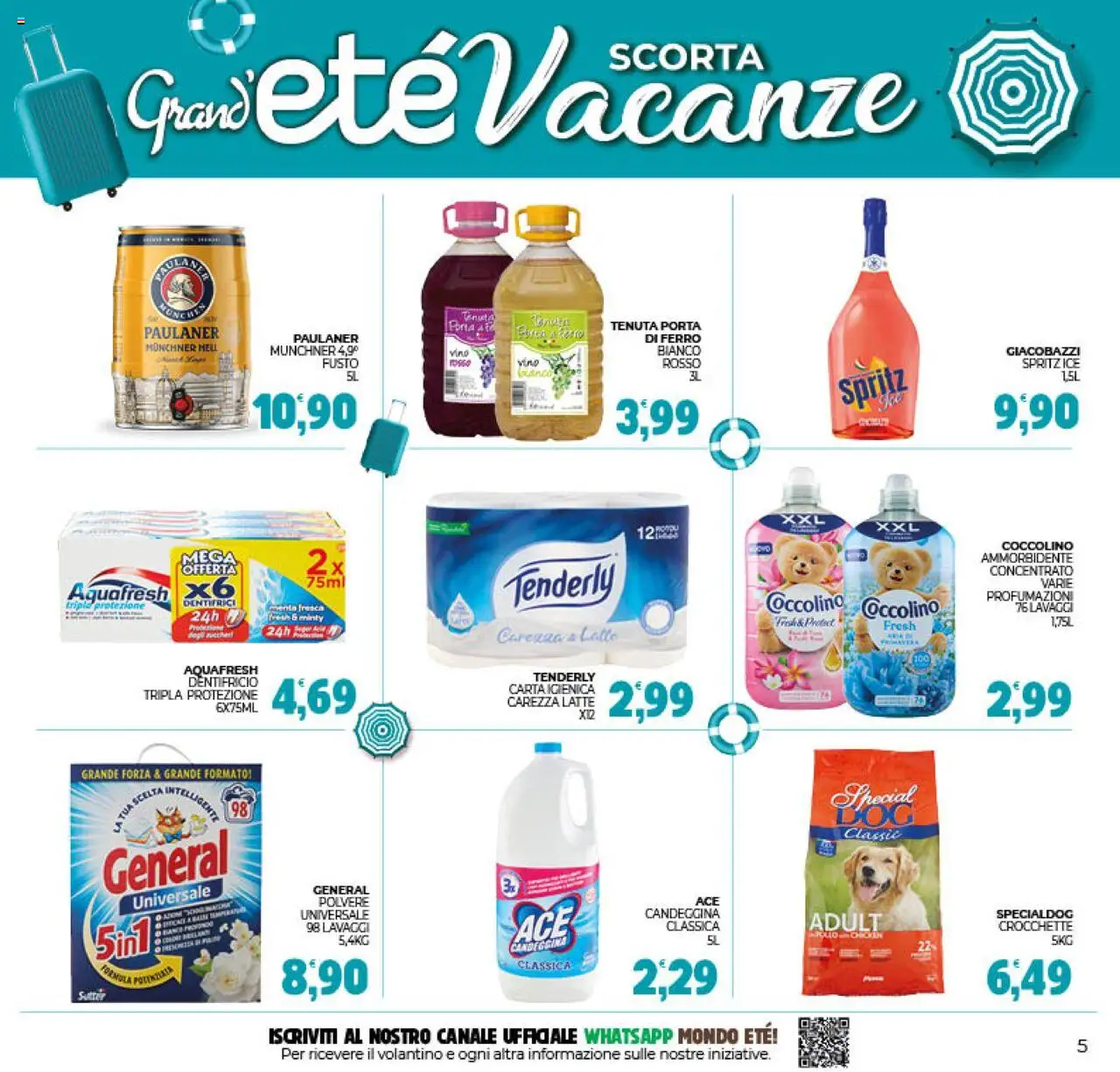Volantino Eté del 25.07.2025 | Pagina: 5 | Prodotti: Carta igienica, Dentifricio, Ammorbidente, Vino