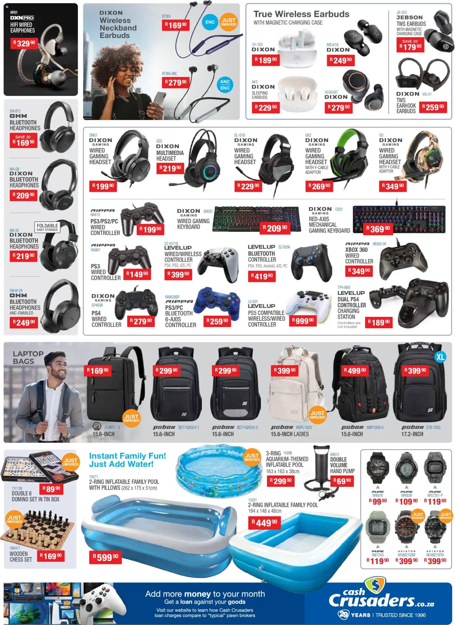 New Cash Crusaders catalogue – valid from 02.12.2025 | Page: 7 | Products: Headset, Earphones, Box, Water