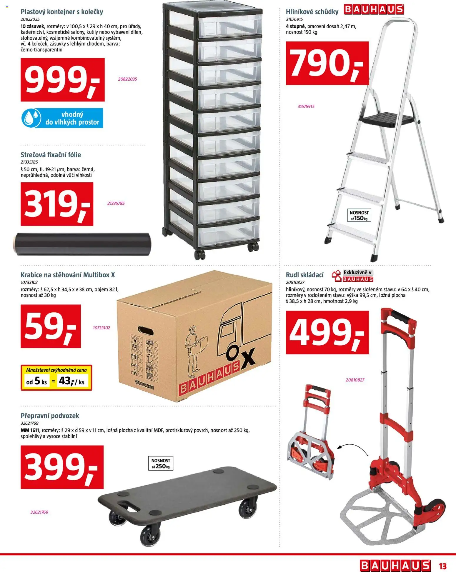 Bauhaus leták od 09.01.2026 | Strana: 13 | Produkty: Fólie, Hliníkové schůdky, Krabice, Rudl