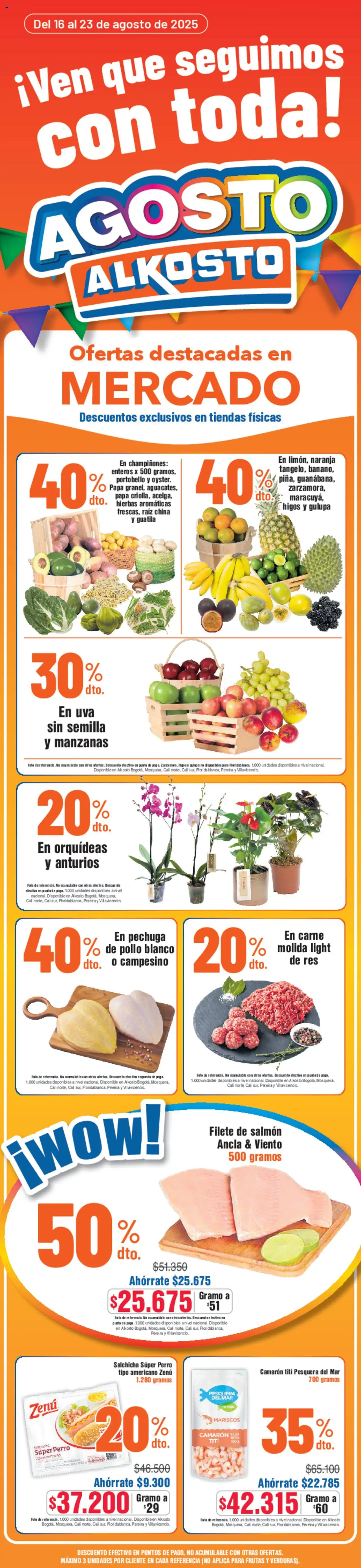 Alkosto folleto │ válido desde el 16.08.2025 | Página: 1 | Productos: Manzanas, Σαντιγύ, Παιχνίδια, Filete