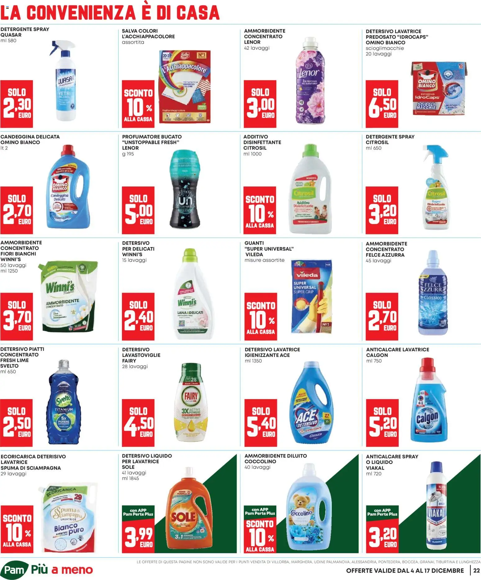 Volantino Panorama del 04.12.2025 | Pagina: 22 | Prodotti: Ammorbidente, Detergente, Anticalcare, Guanti