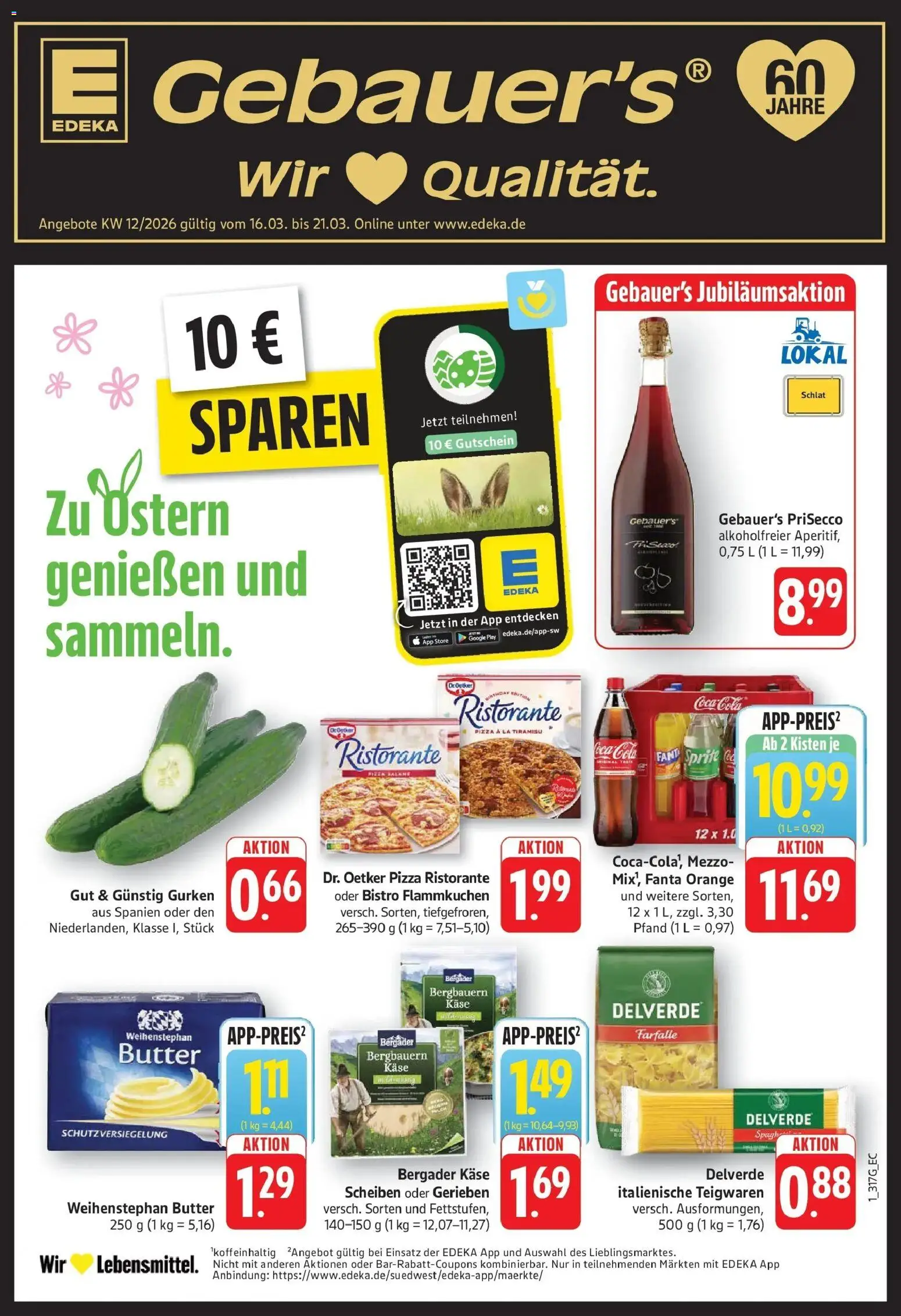 Angebote – gültig ab 16.03.2026 | Seite: 1 | Produkte: Ristorante, Sprite, Cola, Weihenstephan butter