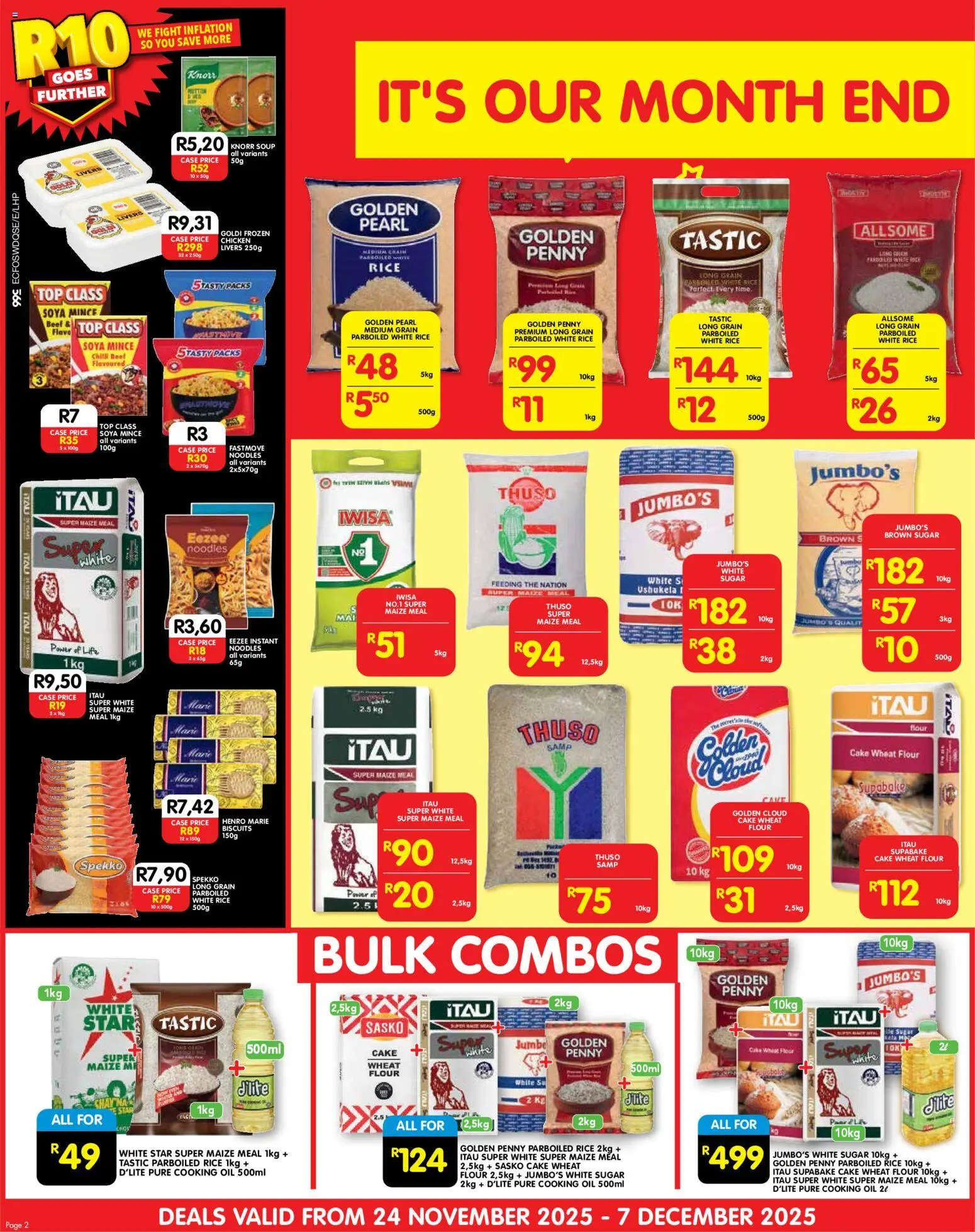 New Shoprite catalogue – valid from 24.11.2025 | Page: 2 | Products: Case, Chicken, Beef, Sugar
