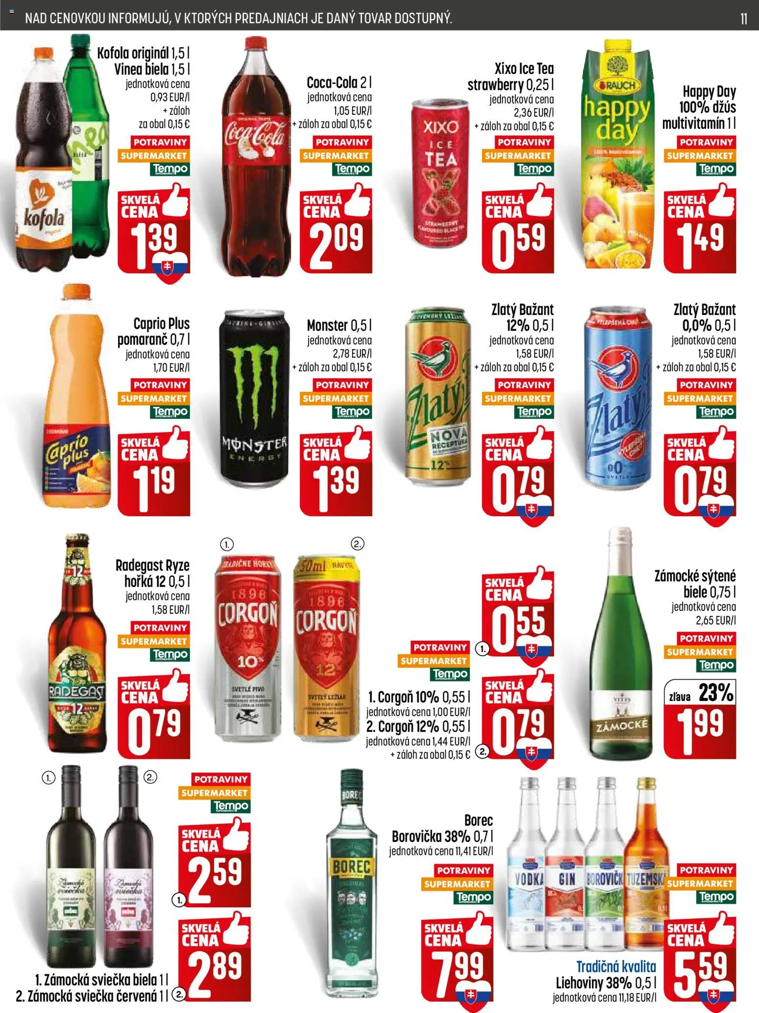Nové COOP Jednota akcie – leták je platný od 15.01.2026 | Strana: 11 | Produkty: Borovička, Kofola, Corgoň, Gin