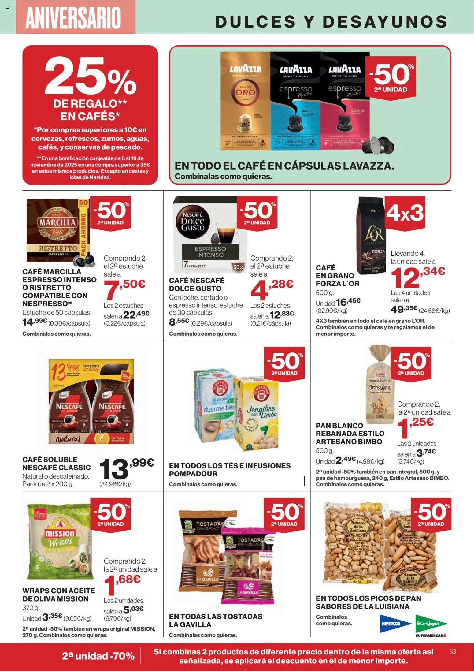 El Corte Inglés ofertas │ válido desde el 23.10.2025 | Página: 17 | Productos: Café, Pescado, Μηχανή καφέ, Café en grano