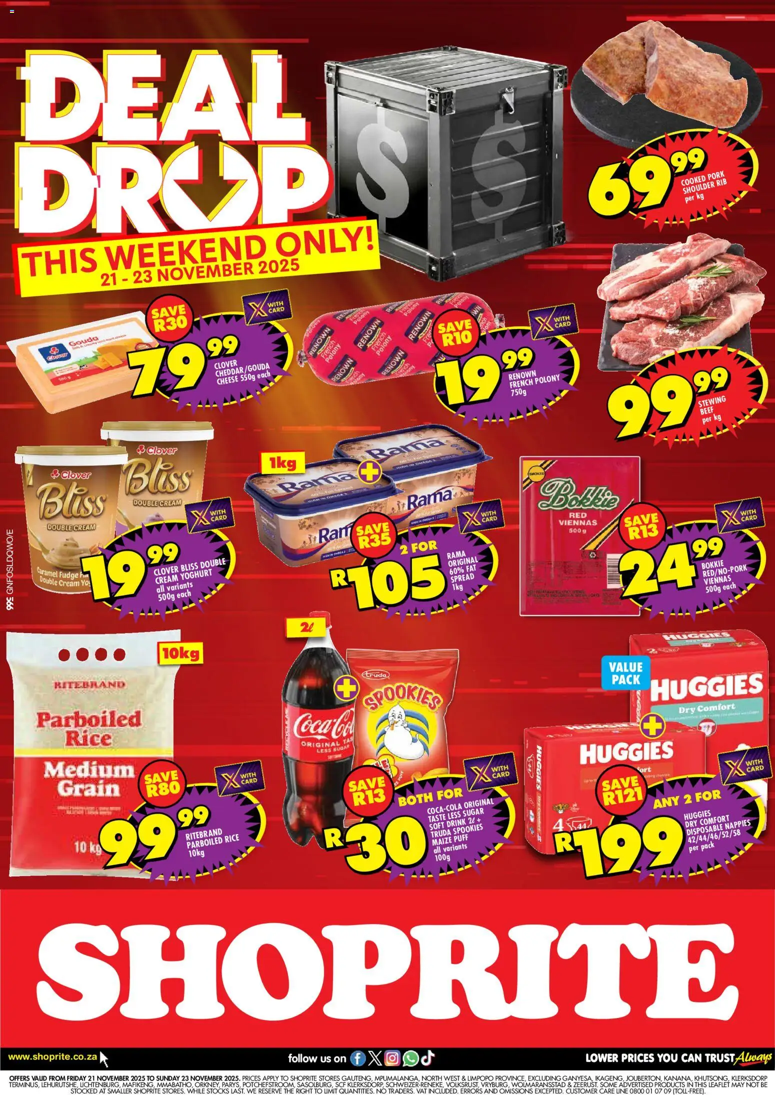 New Shoprite catalogue – valid from 21.11.2025 | Page: 1 | Products: Rice, Beef, Cream, Nappies