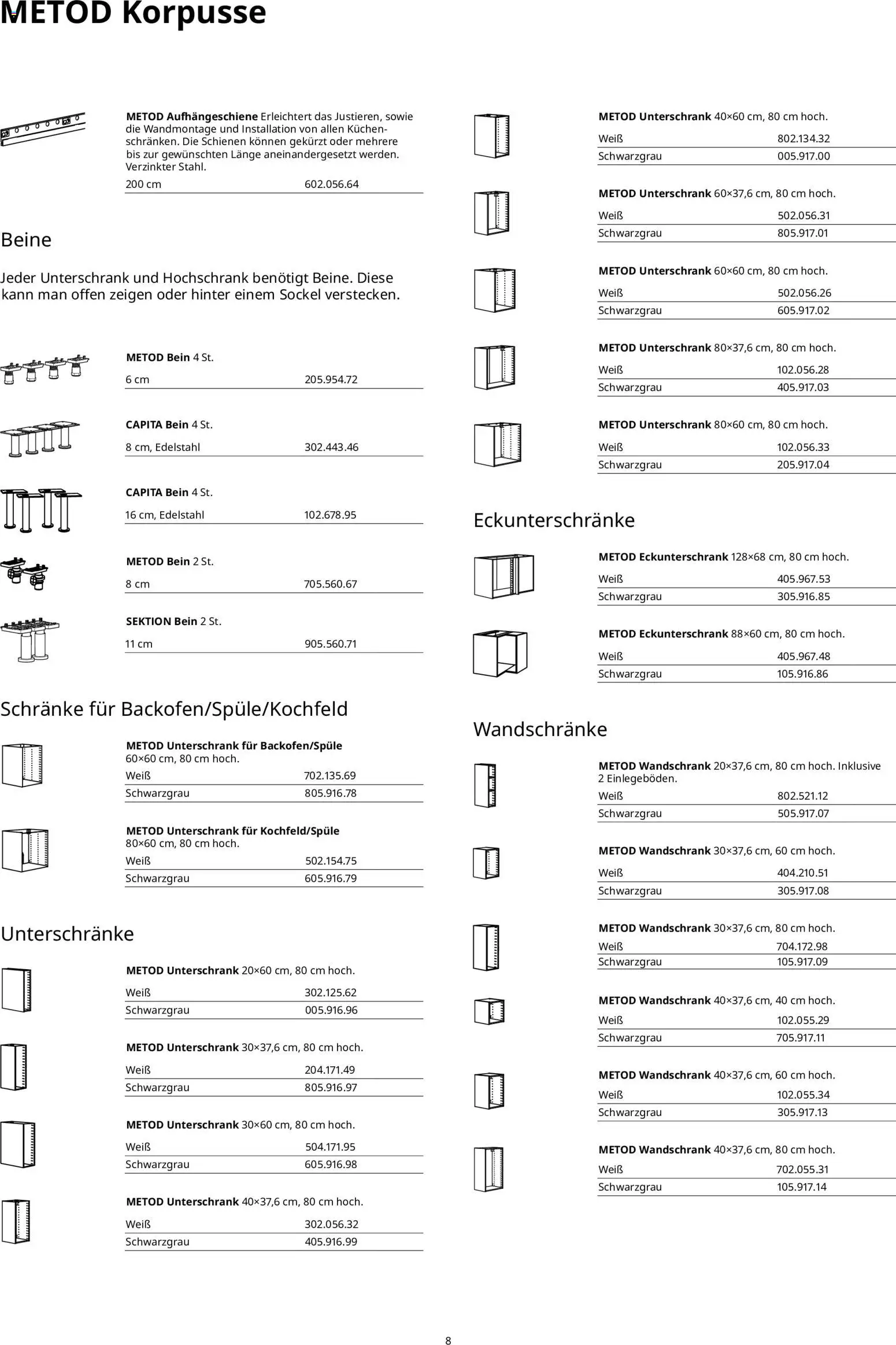 Ikea Küchensystem – gültig ab 02.01.2026 | Seite: 8 | Produkte: Unterschrank, Hochschrank, Kuchen