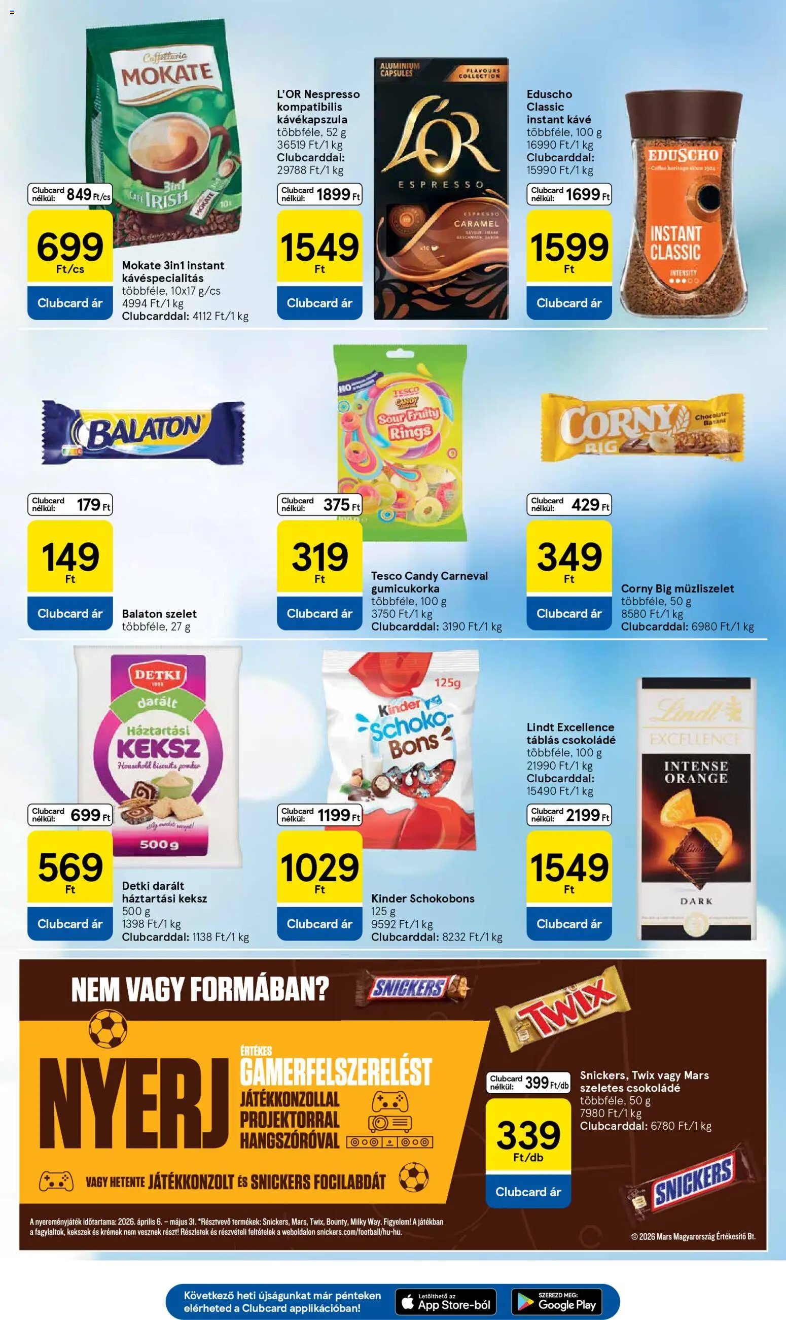 Tesco akciós ujság - amely érvényes a következő dátumtól: 29.04.2026 | Oldal: 23 | Termékek: Kávékapszula, Háztartási keksz, Instant kávé, Kekszek