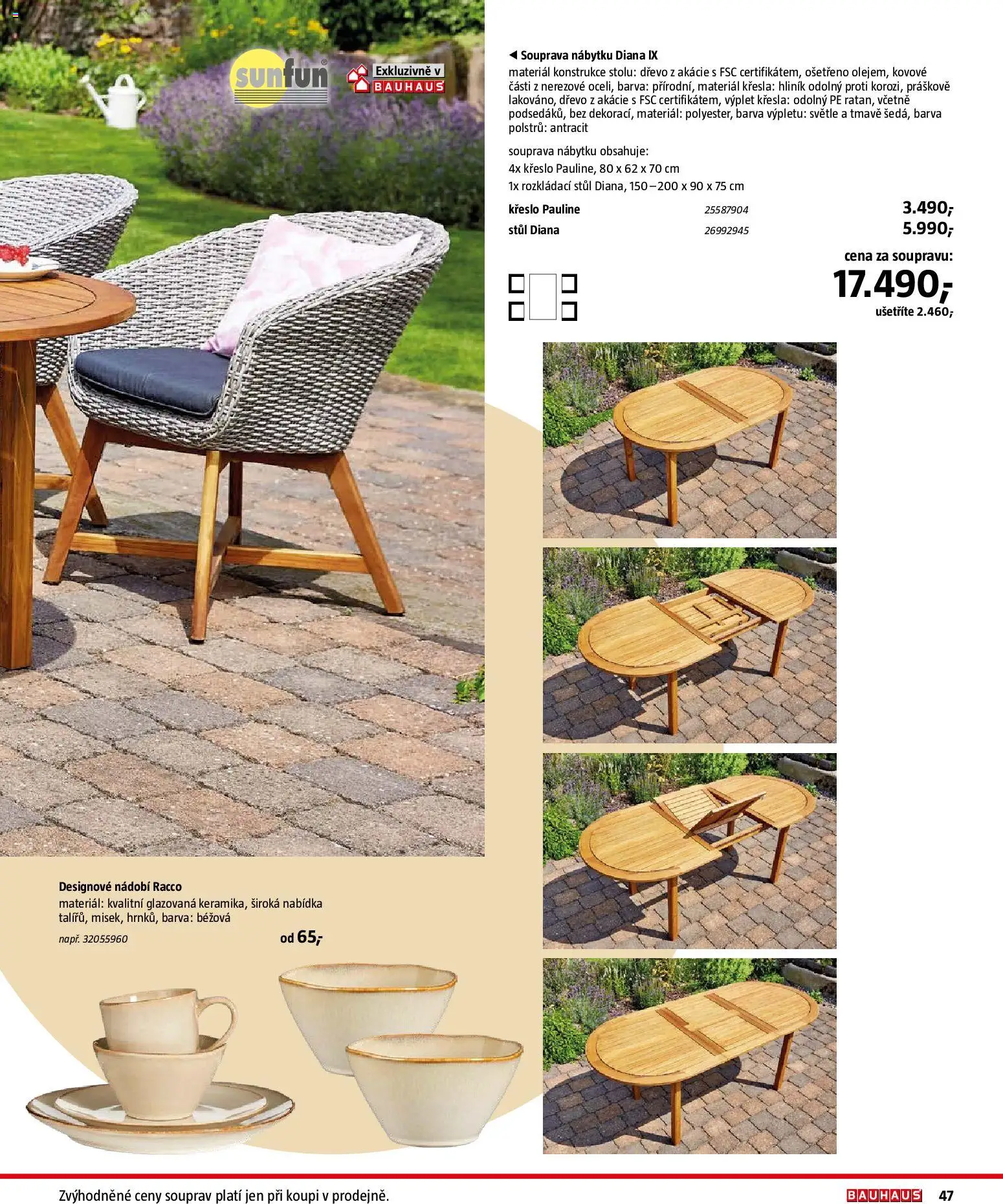 Bauhaus katalog Záhradní nábytek od 08.04.2026 | Strana: 47 | Produkty: Nádobí, Křesla, Křeslo, Stůl