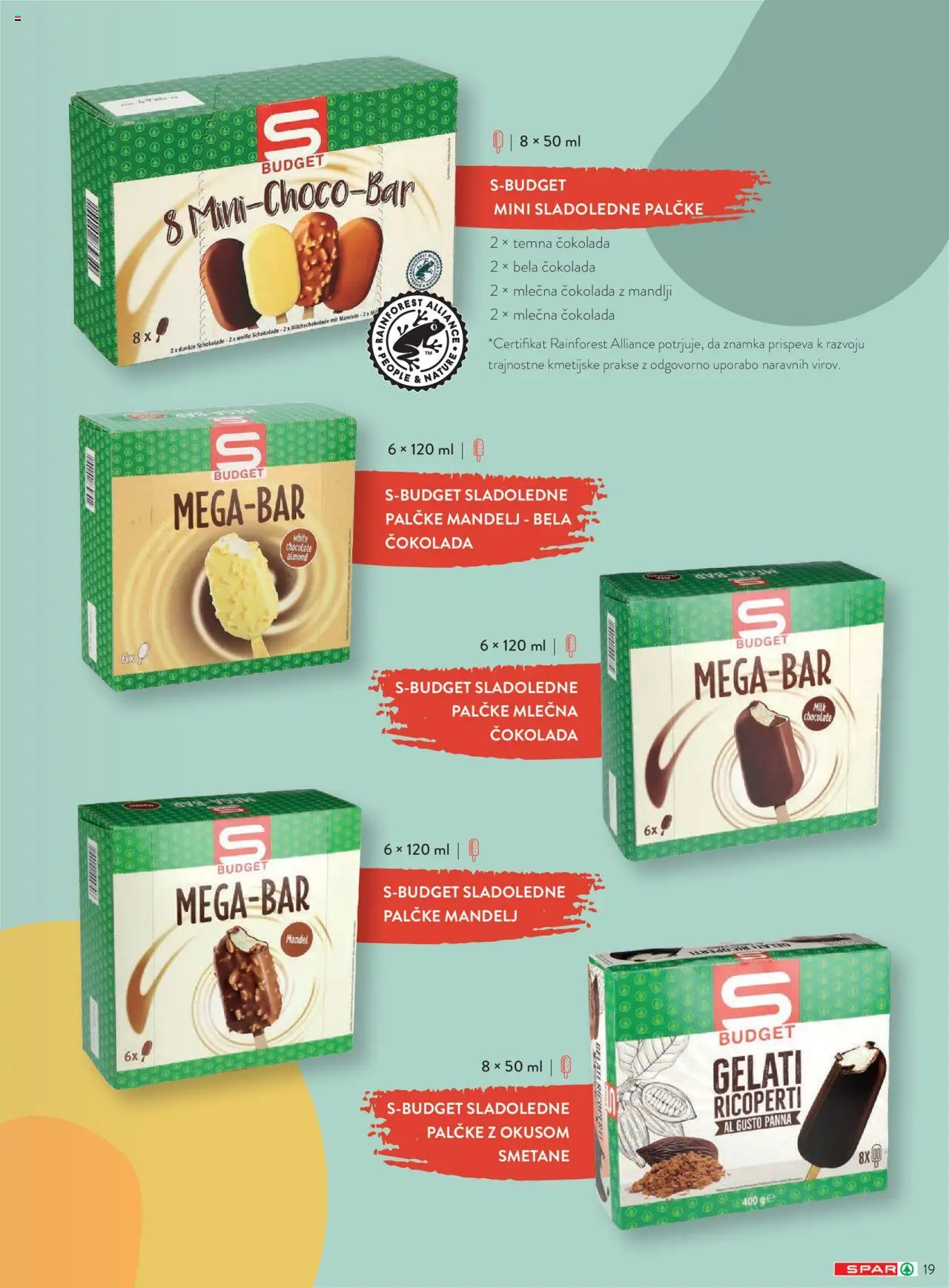 Spar katalog sladoleti │ velja od 14.04.2025 | Stran: 19 | Izdelki: Mandlji, Cokolada