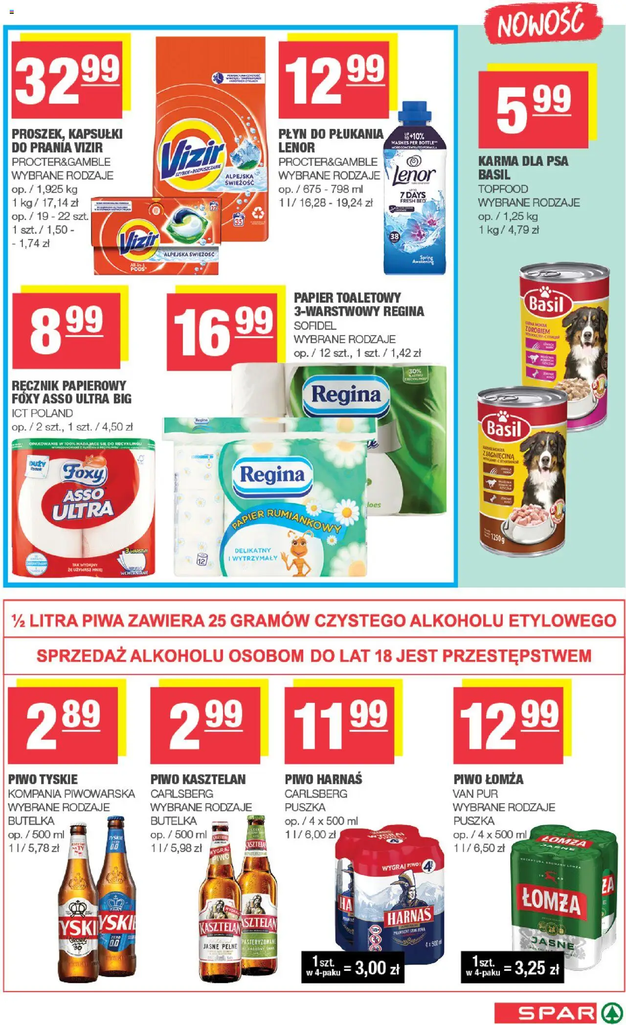 Spar Gazetka od 22.10.2025 | Strona: 7 | Produkty: Papier toaletowy, Tyskie, Harnaś, Ręcznik papierowy