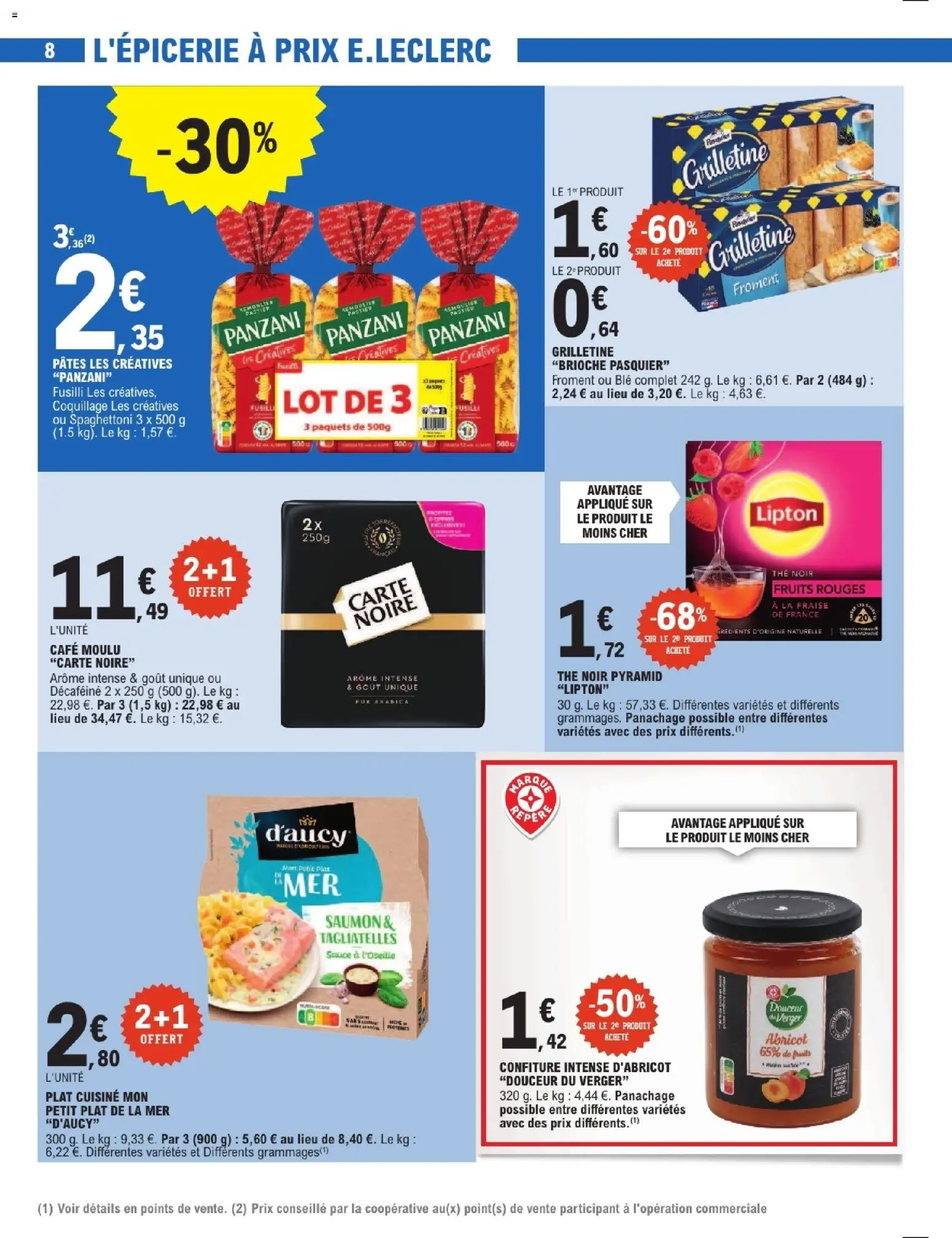 {H1} | Page: 8 | Produits: Abricot, Fraise, Café, Pâtes