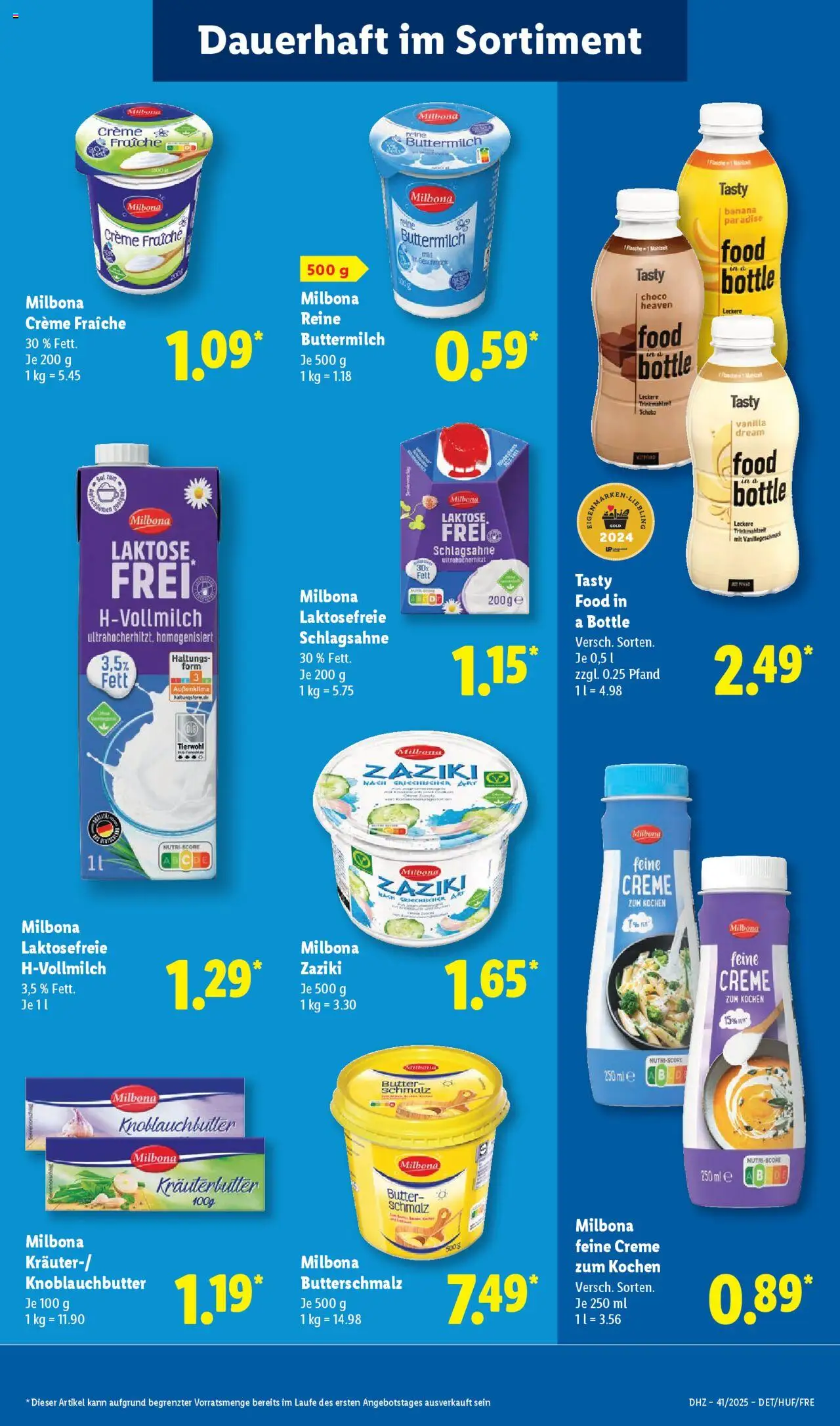 Lidl Prospekt Nagold – gültig ab 06.10.2025 | Seite: 15 | Produkte: Butterschmalz, Schlagsahne, Butter, Creme