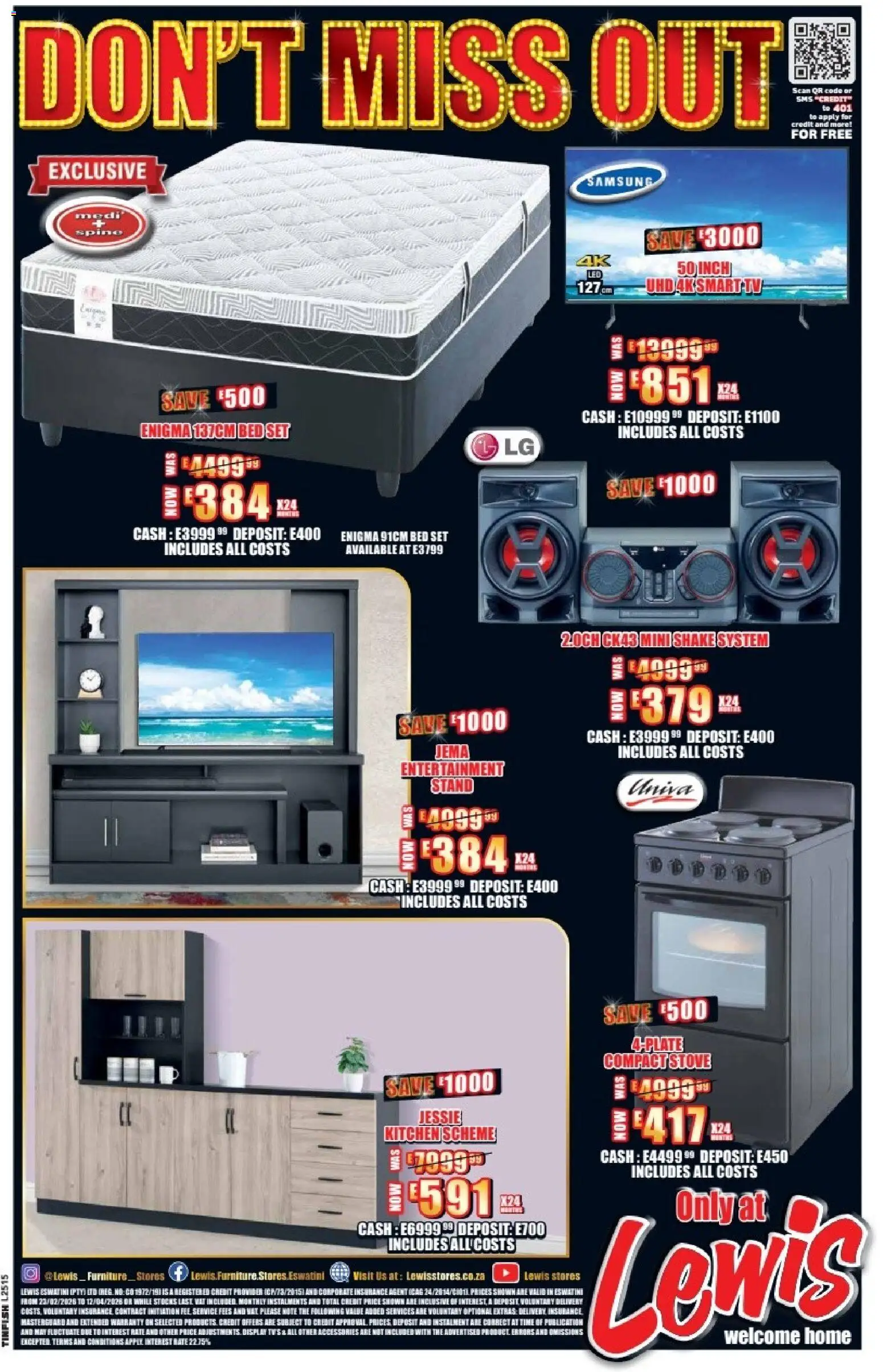 New Lewis Stores catalogue – valid from 23.02.2026 | Page: 12 | Products: Stove, Bed, TV
