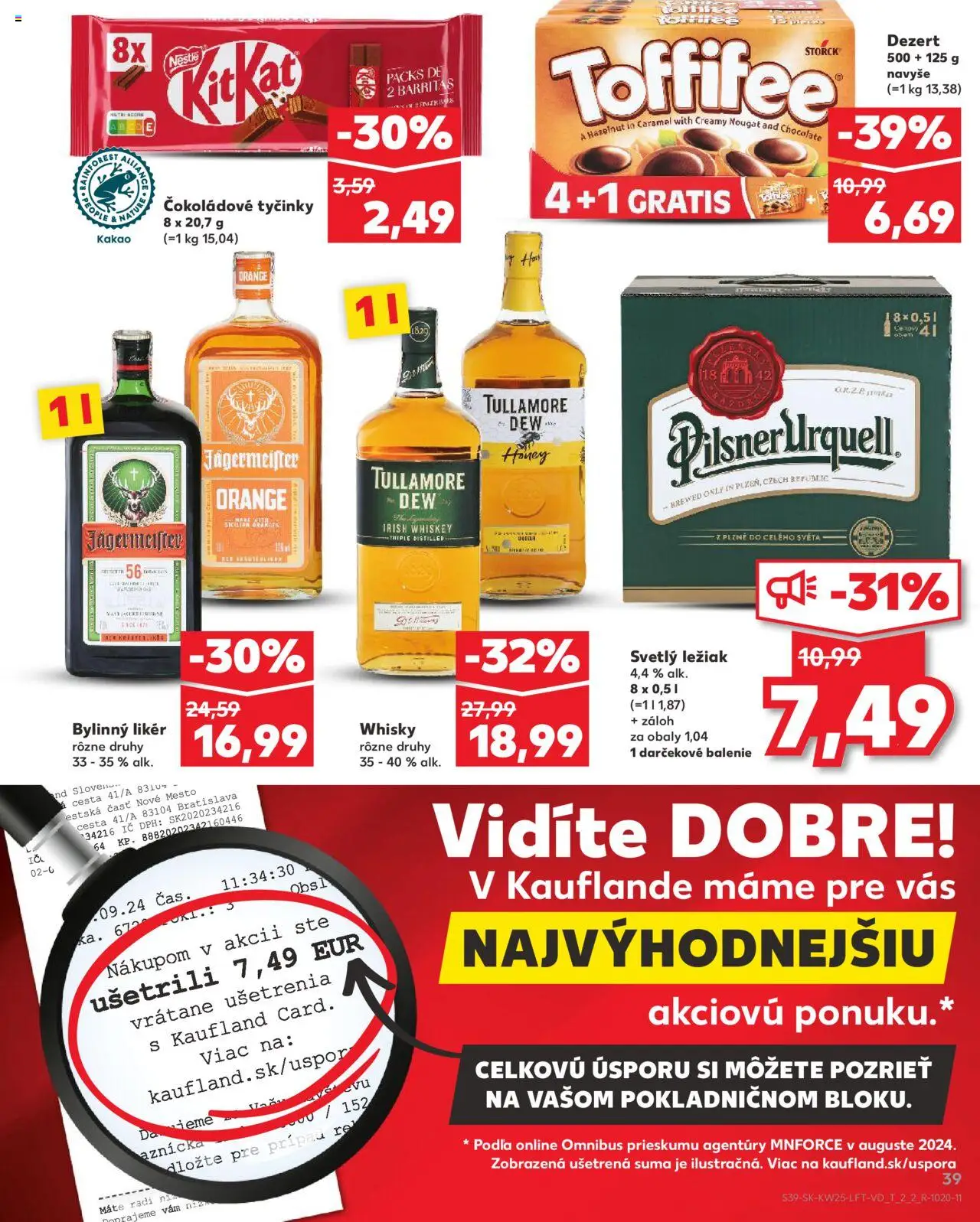 Nové Kaufland akcie – leták je platný od 19.06.2025 | Strana: 39 | Produkty: Jägermeister, Toffifee, Tullamore Dew, Kakao