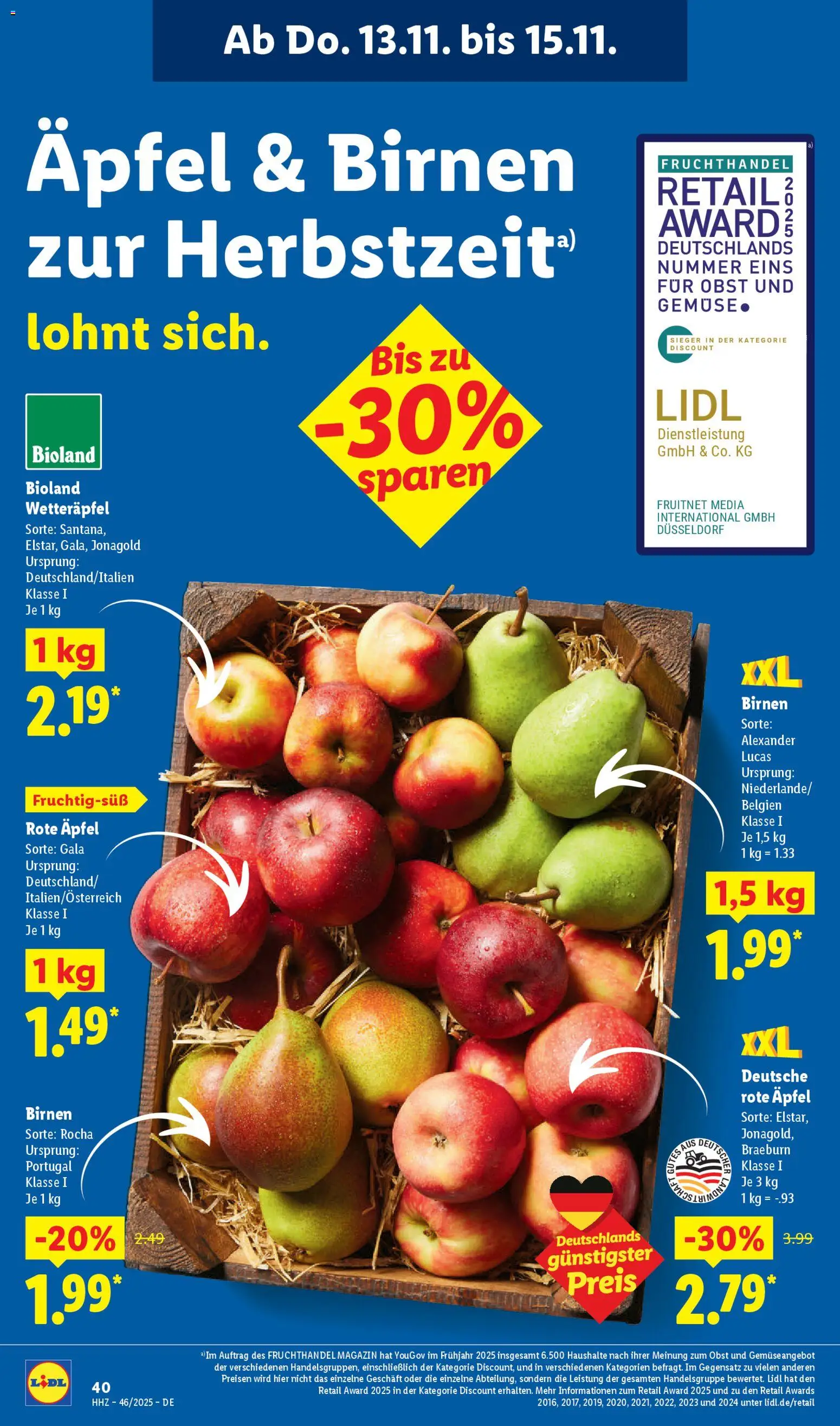Lidl Prospekt Uffenheim – gültig ab 10.11.2025 | Seite: 58 | Produkte: Äpfel, Gemüse, Obst