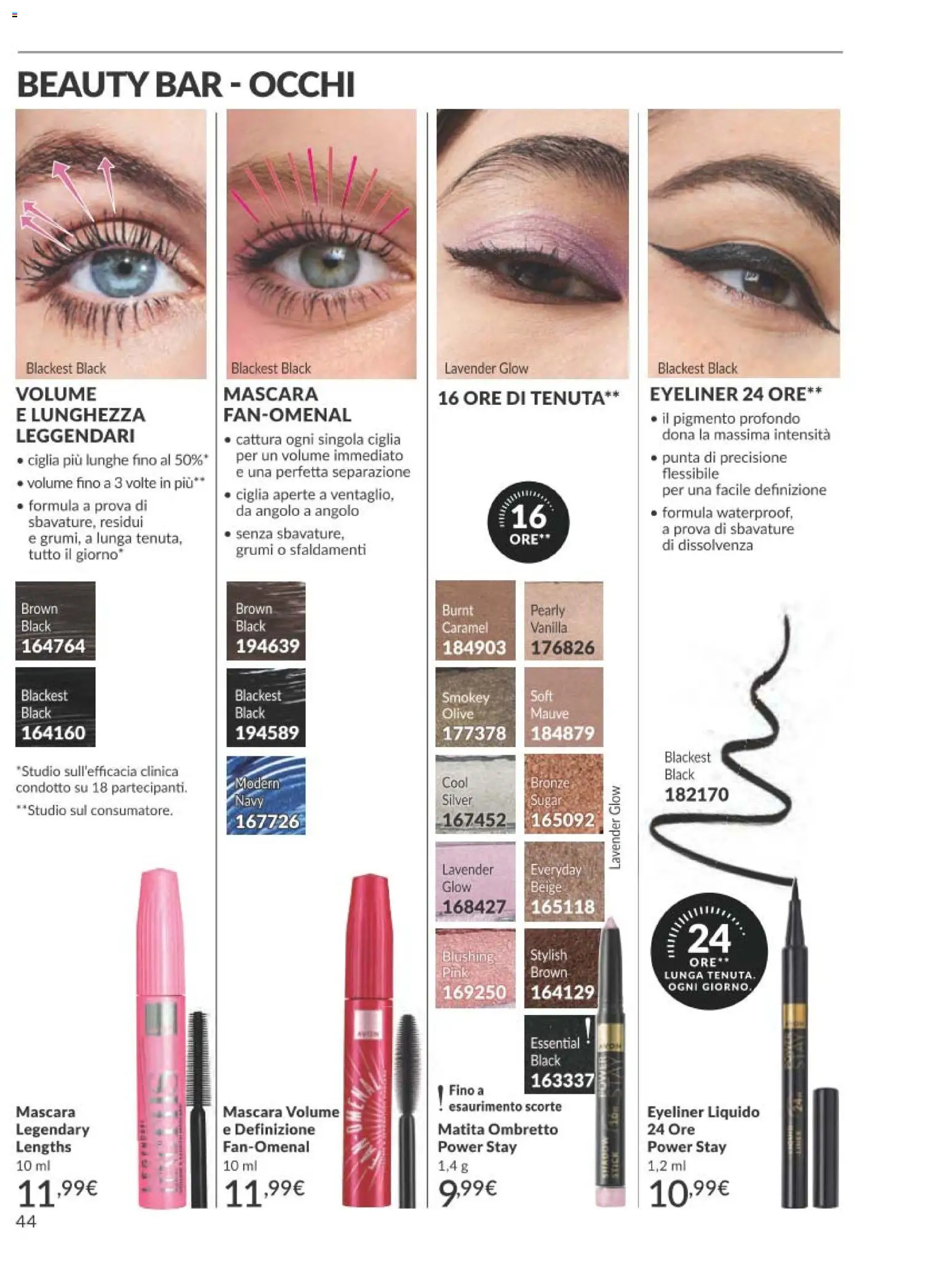 Volantino Avon del 01.02.2026 | Pagina: 44 | Prodotti: Mascara, Ombretto, Eyeliner, Olive