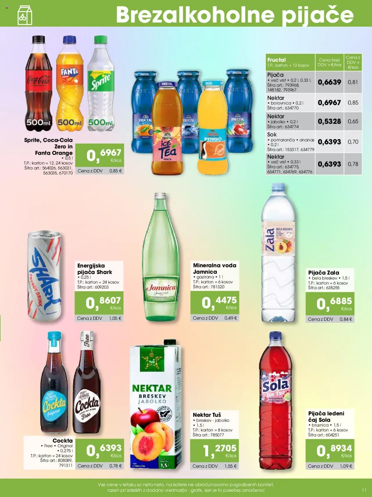 Novi Tuš katalog ponudbe – veljaven od 07.09.2025 | Stran: 11 | Izdelki: Mineralna voda, Caj, Voda, Breskev