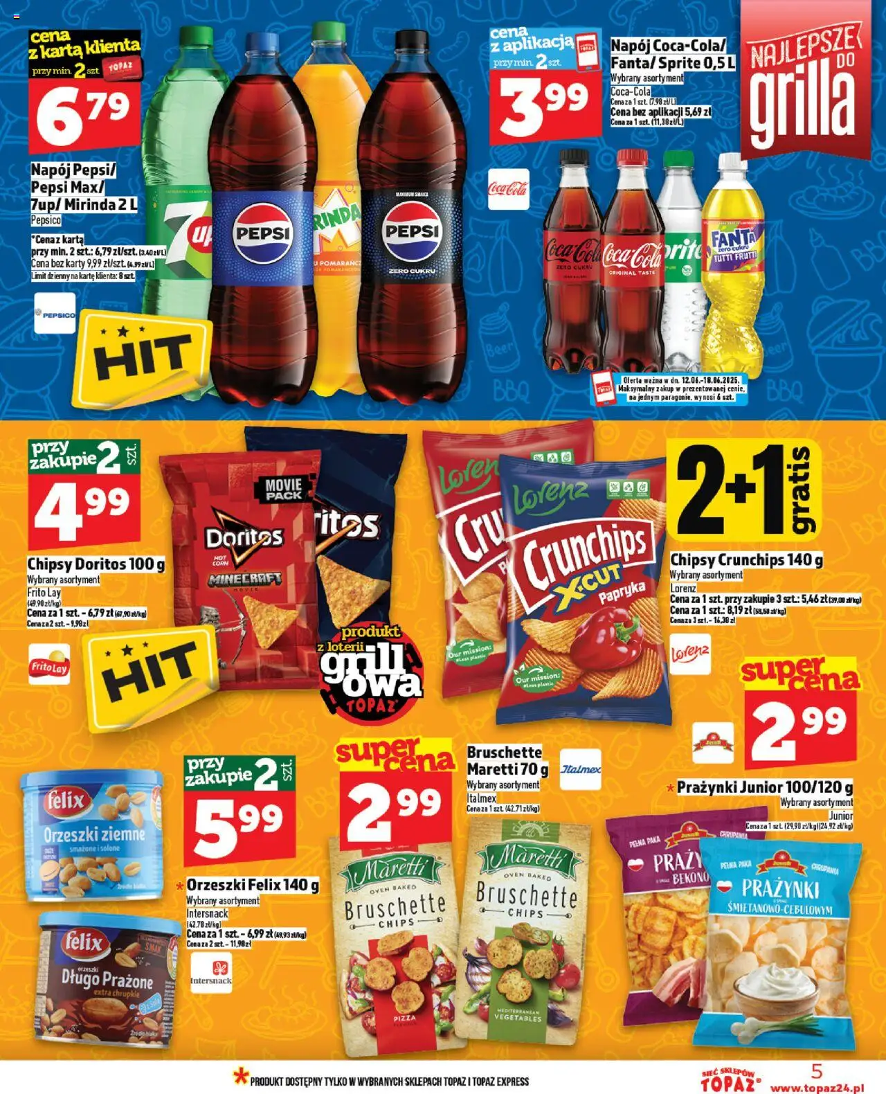 Topaz Gazetka od 12.06.2025 | Strona: 5 | Produkty: Karta, Chipsy, Sprite, Doritos