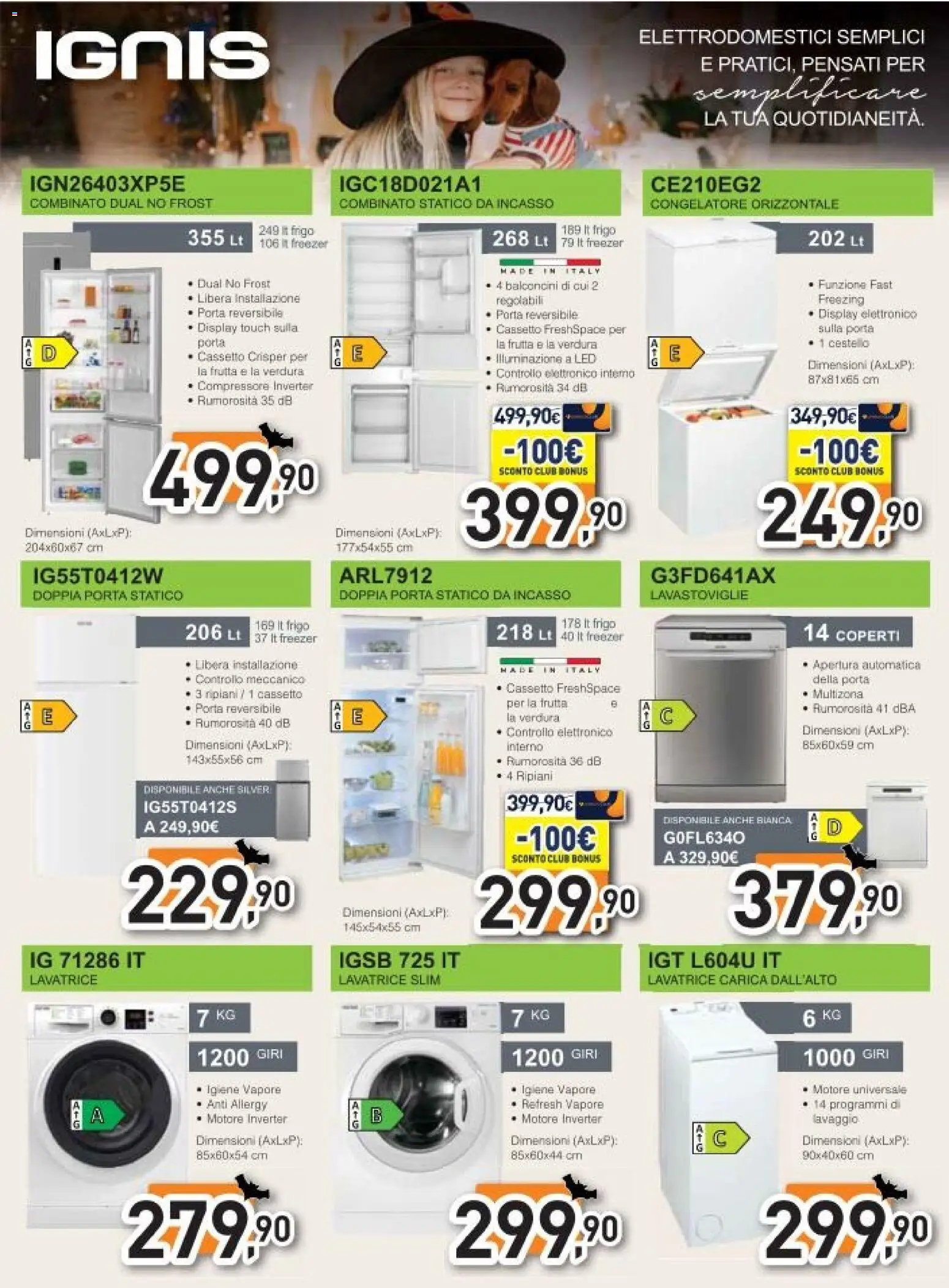 Volantino Unieuro del 27.10.2025 | Pagina: 32 | Prodotti: Compressore, Frutta, Lavatrice, Congelatore