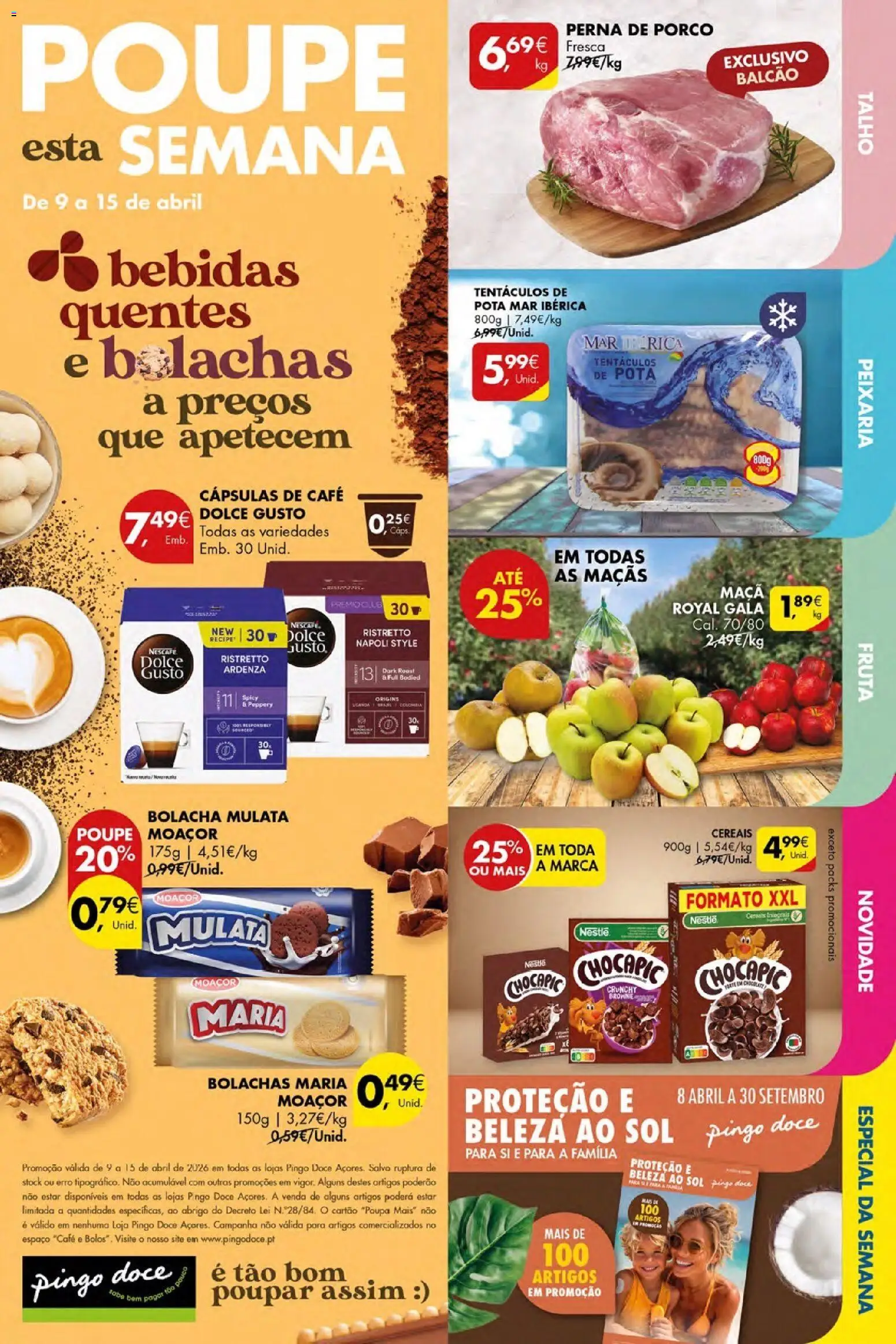 Pingo Doce Poupe Esta Semana Açores │ válido de 09.04.2026 | Página: 1 | Produtos: Bolachas, Maça, Chocolate, Cereais