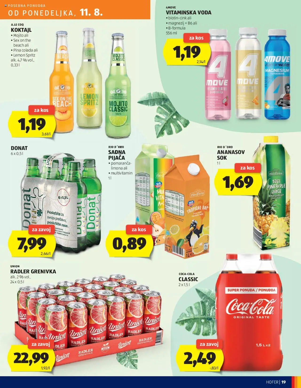 Hofer katalog │ velja od 07.08.2025 | Stran: 19 | Izdelki: Radler, Sok, Voda, Limona