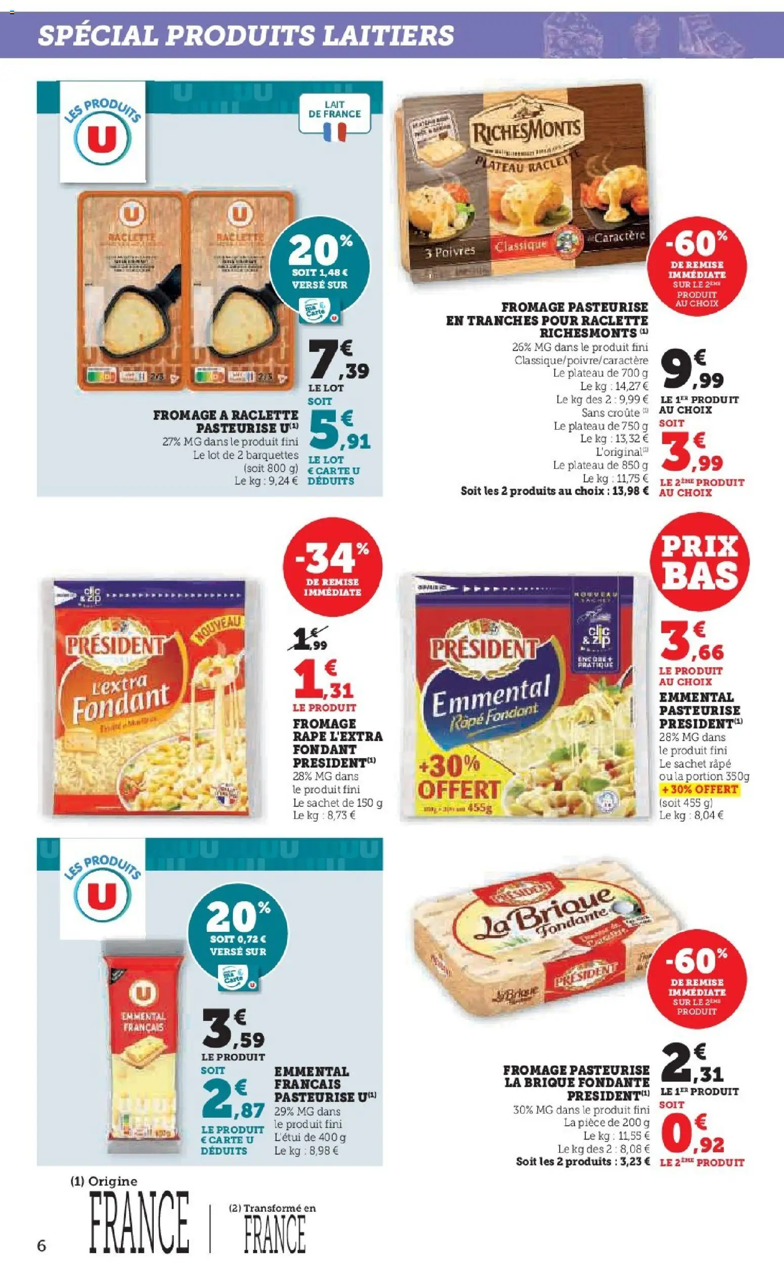 {H1} | Page: 6 | Produits: Fromage à raclette, Plateau, Emmental, Raclette