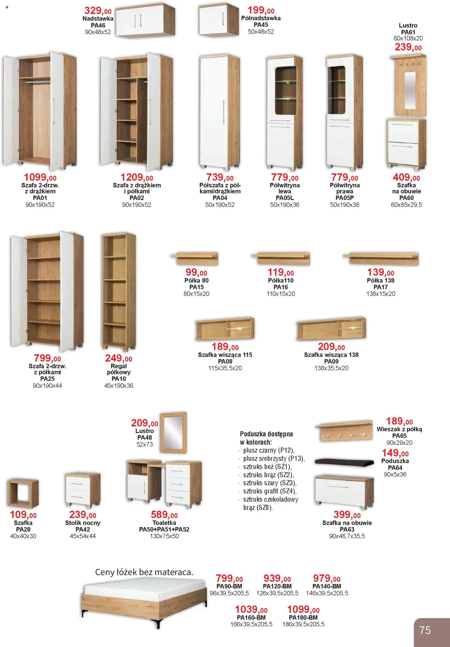 Bodzio Katalog od 01.01.2026 | Strona: 75 | Produkty: Szafa, Wieszak, Regał, Toaletka