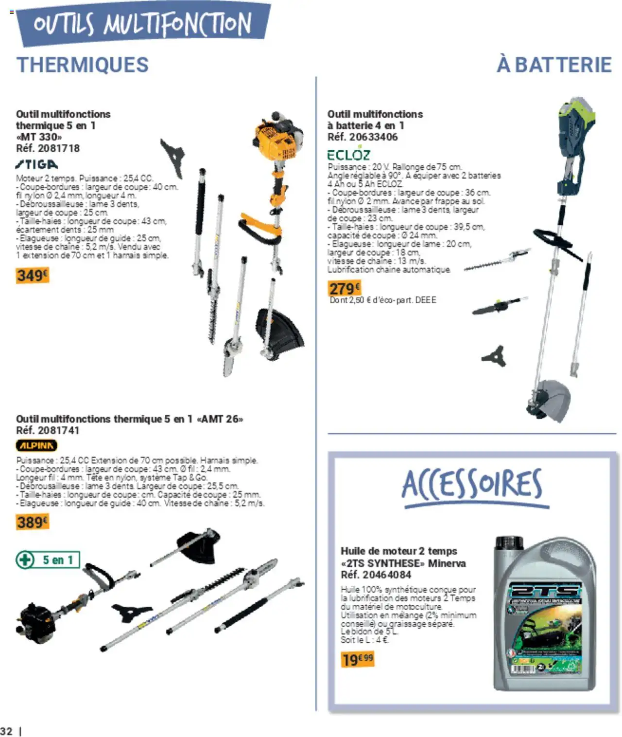 {H1} | Page: 32 | Produits: Débroussailleuse, Batterie, Huile