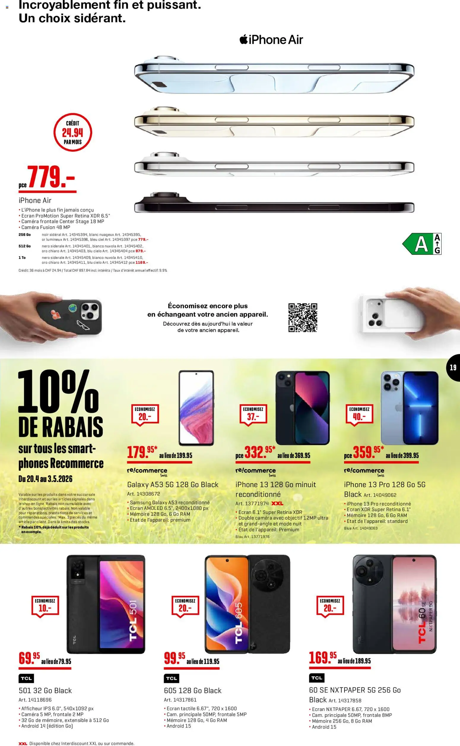 Interdiscount aktionen 20% de rabais FR – gültig ab 27.04.2026 | Seite: 19 | Produkte: Samsung, Iphone