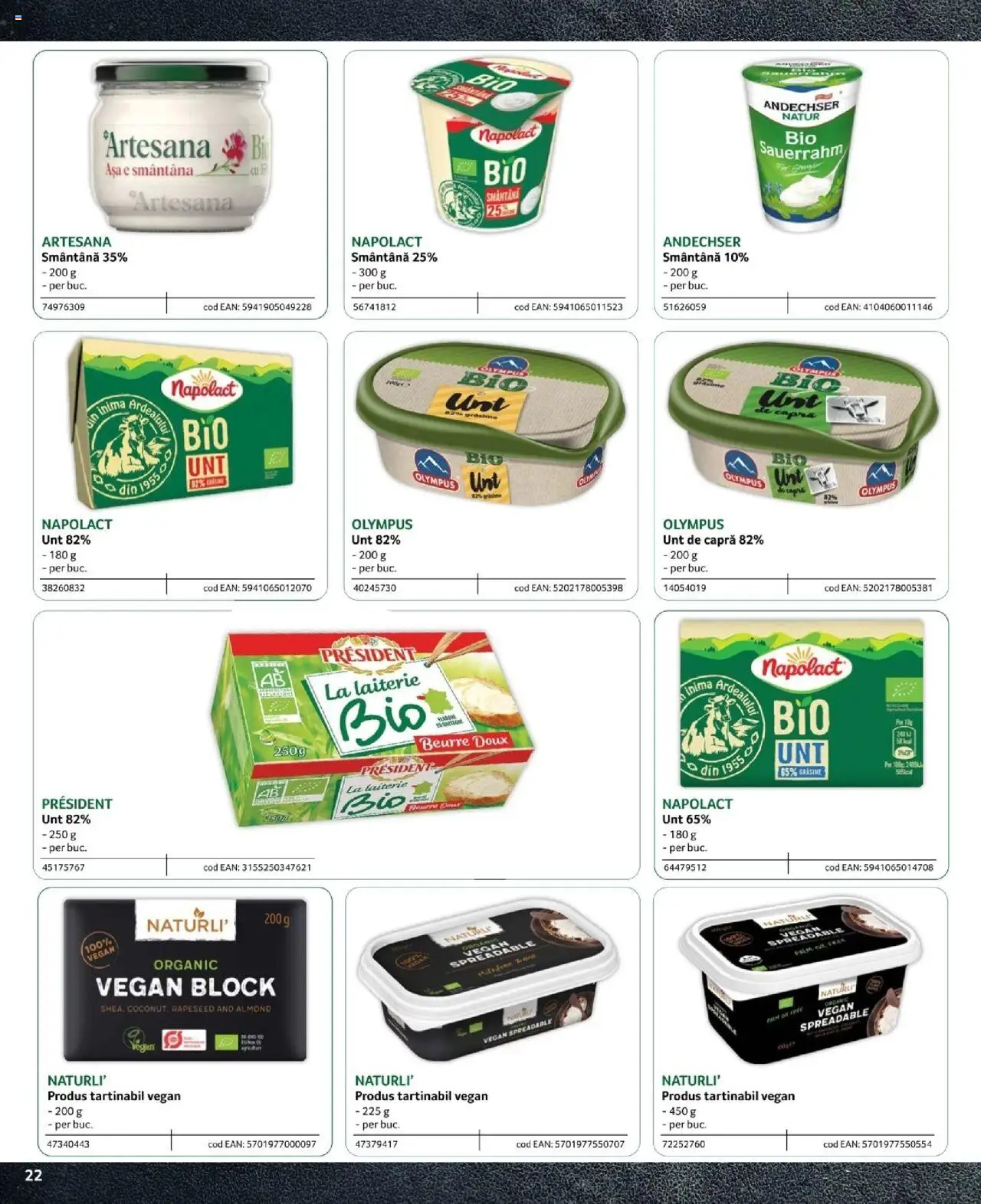 Noul catalog Selgros – valabil de la 09.02.2024 | Pagină: 22 | Produse: Unt, Smântână
