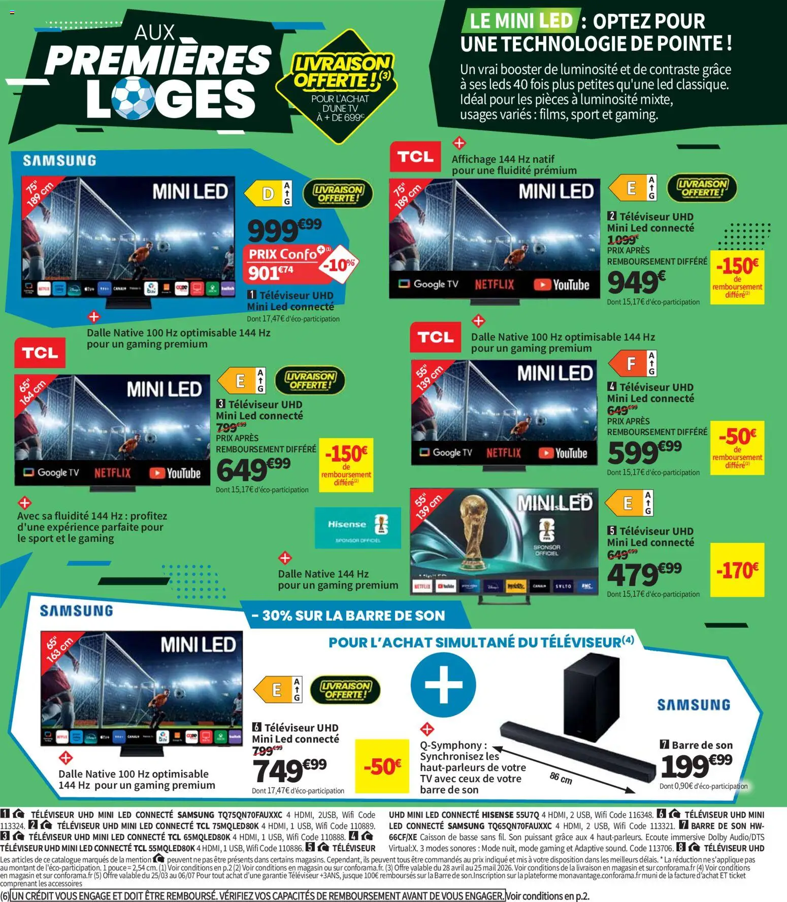 {H1} | Page: 8 | Produits: Televiseur, Barre de son