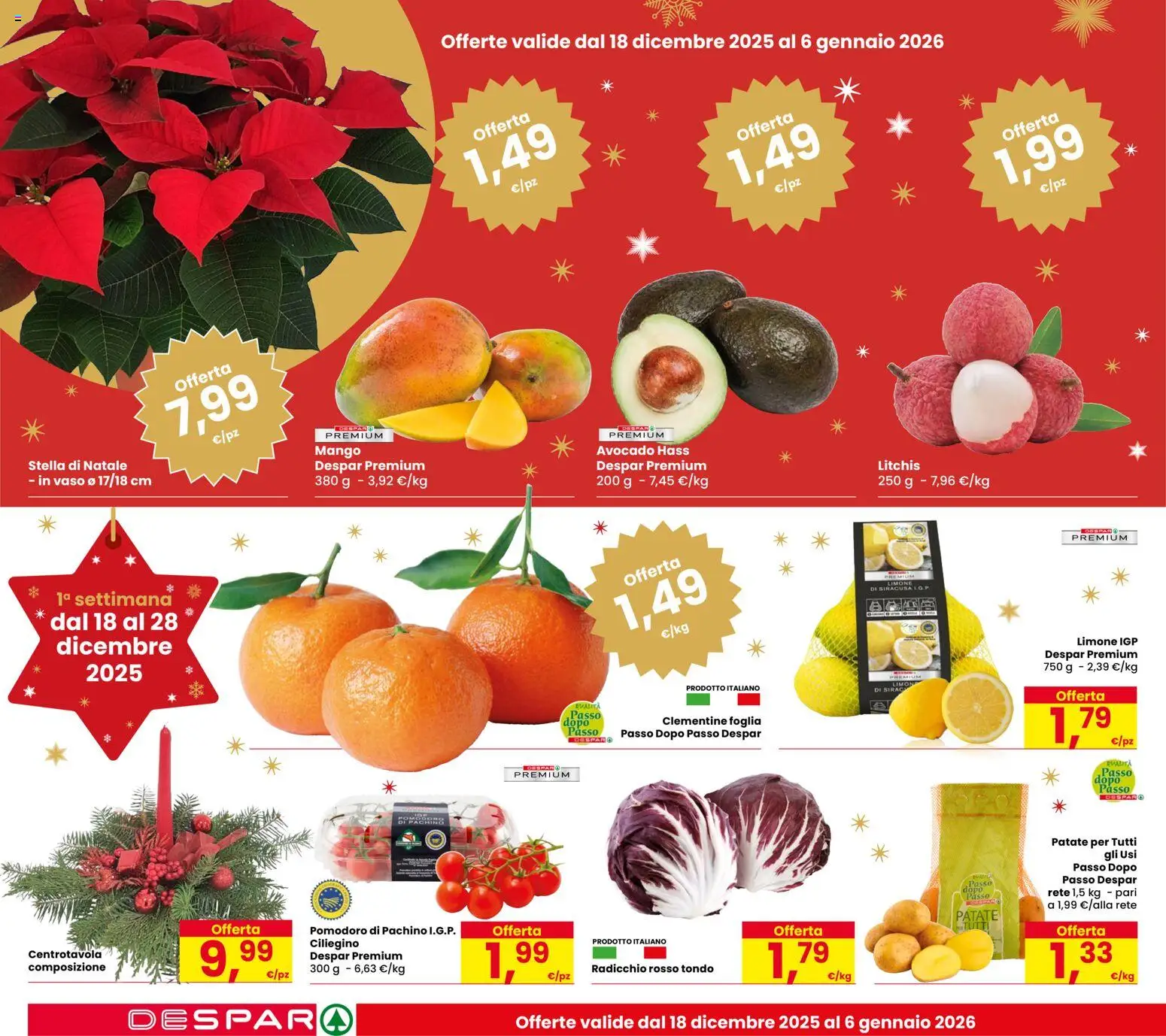 Volantino Despar del 18.12.2025 | Pagina: 4 | Prodotti: Avocado, Patate, Pomodoro, Limone