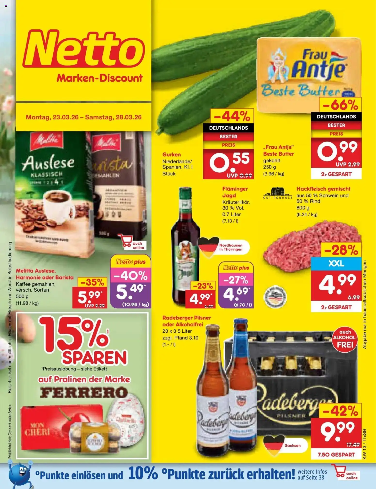 Netto Marken-Discount Prospekt Pirna	 – gültig ab 23.03.2026 | Seite: 1 | Produkte: Wurst, Fleisch, Radeberger pilsner, Hackfleisch