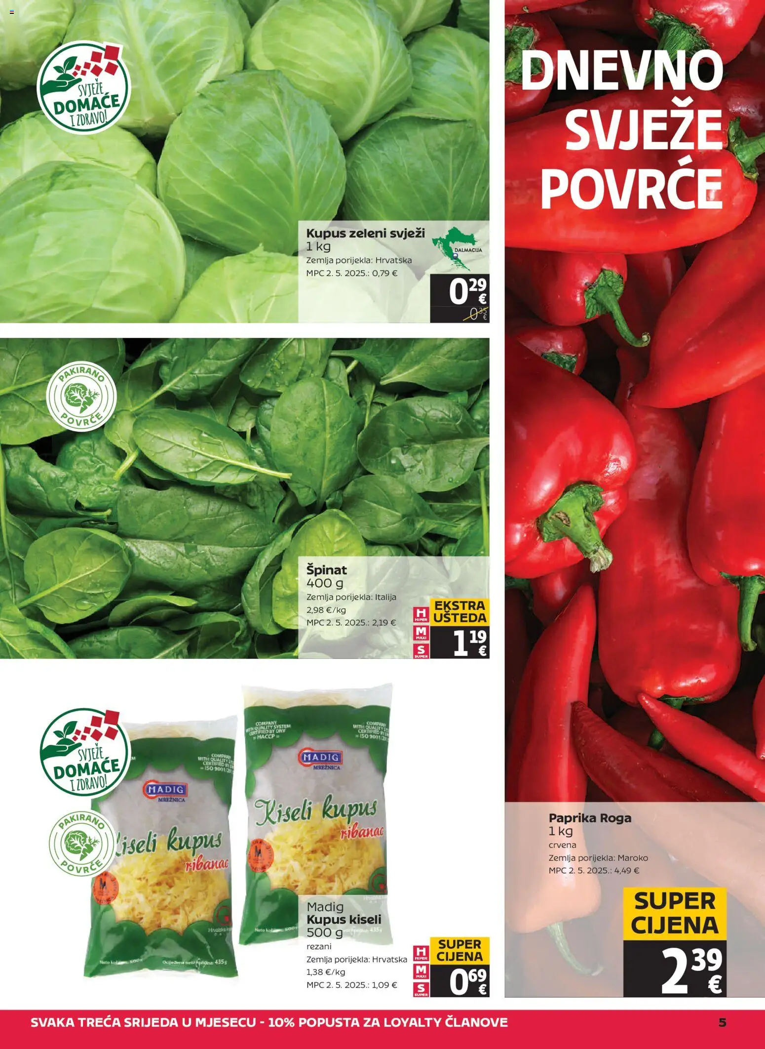 Tommy katalog | vrijedi od 12.03.2026 | Stranica: 5 | Proizvodi: Špinat, Paprika, Povrće, Kupus