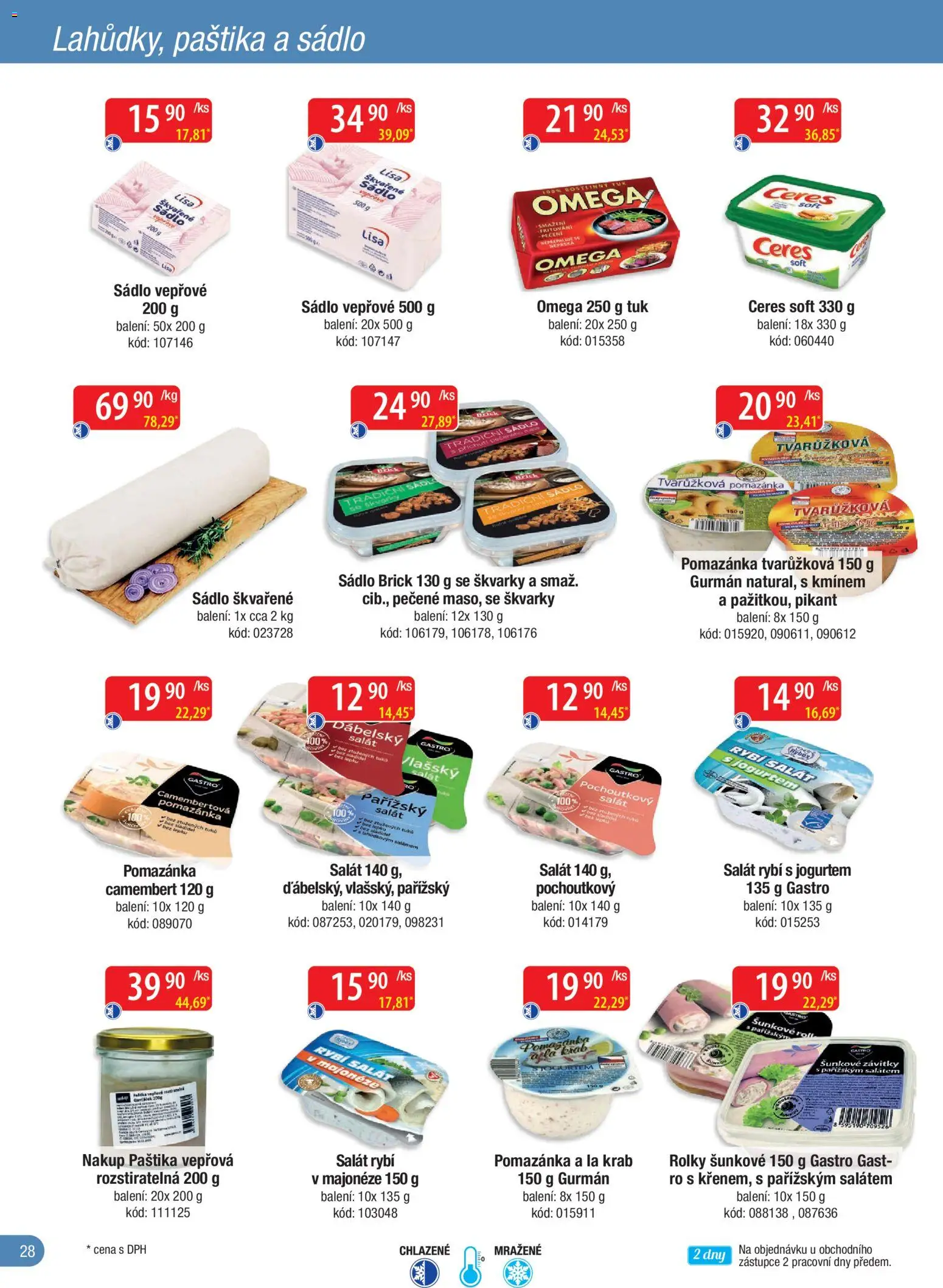 Astur & Qanto leták - Velkoobchod fresh 04/2026 od 01.04.2026 | Strana: 28 | Produkty: Rybí salát, Pomazánka, Camembert, Paštika