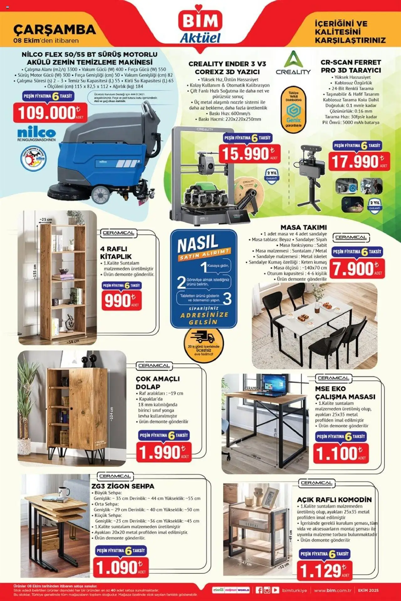 BİM - Katalog Çarşamba - 08.10.2025 tarihinden itibaren geçerlidir | Sayfa: 1 | Ürünler: Masa, Pil, Ağırlık, Orta sehpa