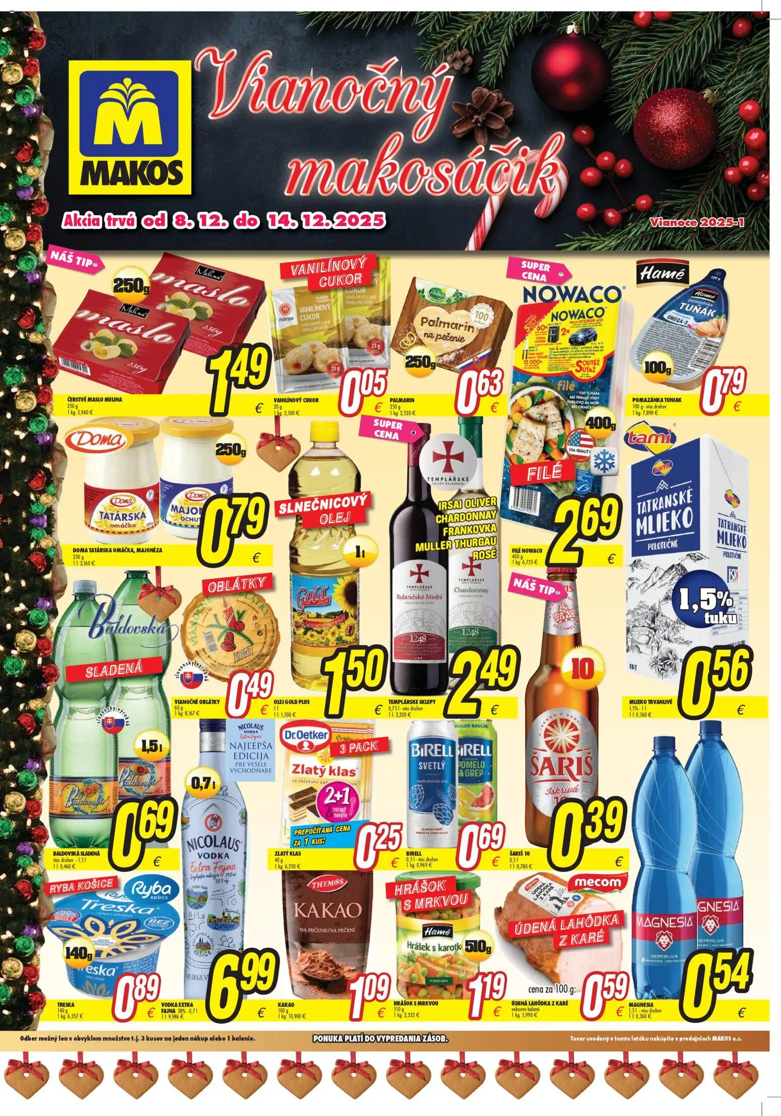 Nové Makos akcie – leták je platný od 08.12.2025 | Strana: 2 | Produkty: Beefeater, Toffifee, Arašidy, Uhorky