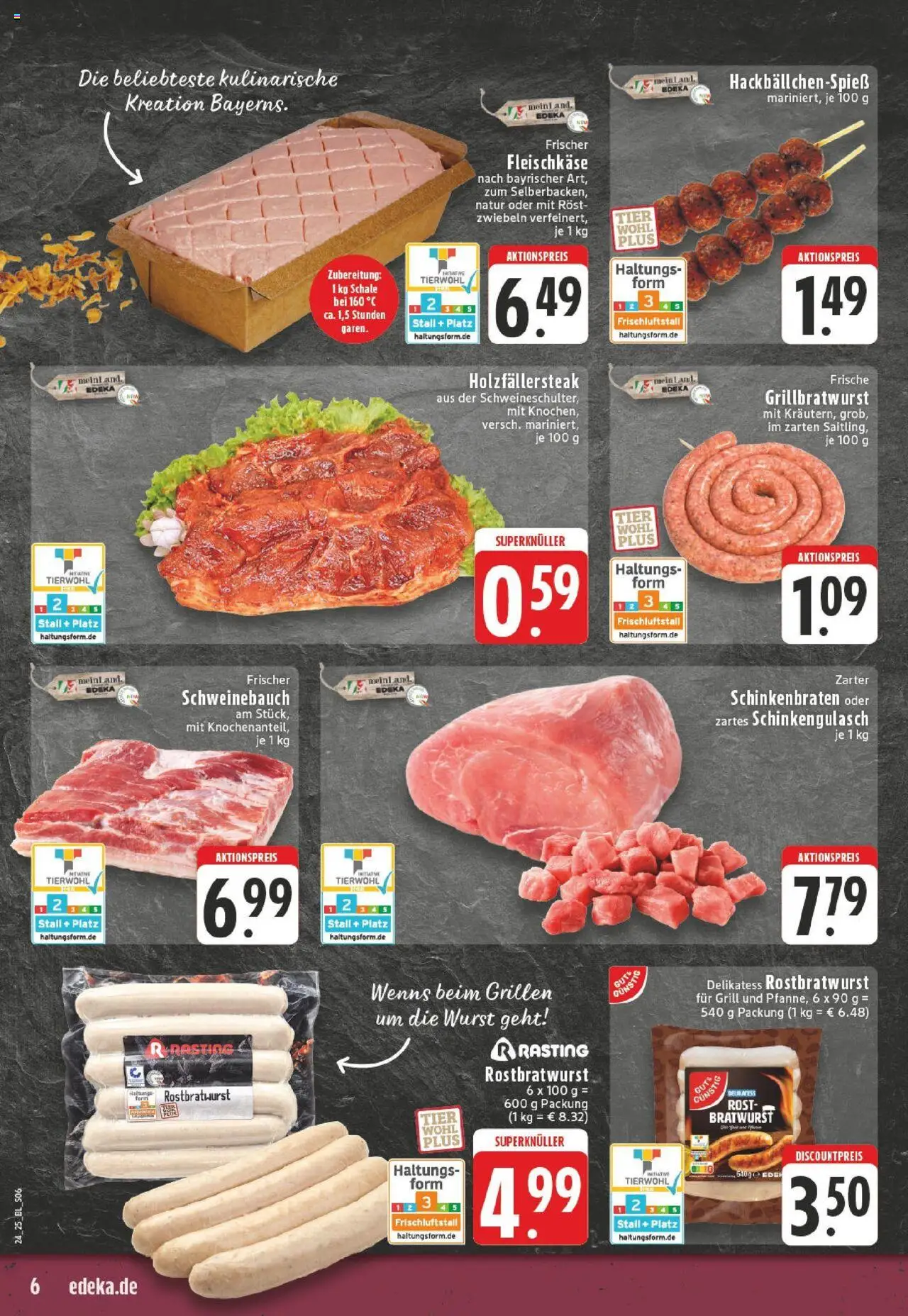 Edeka prospekt Schwerte - Holzen	 - gültig ab dem 08.06.2025 | Seite: 6 | Produkte: Schweinebauch, Bratwurst, Zwiebeln, Wurst