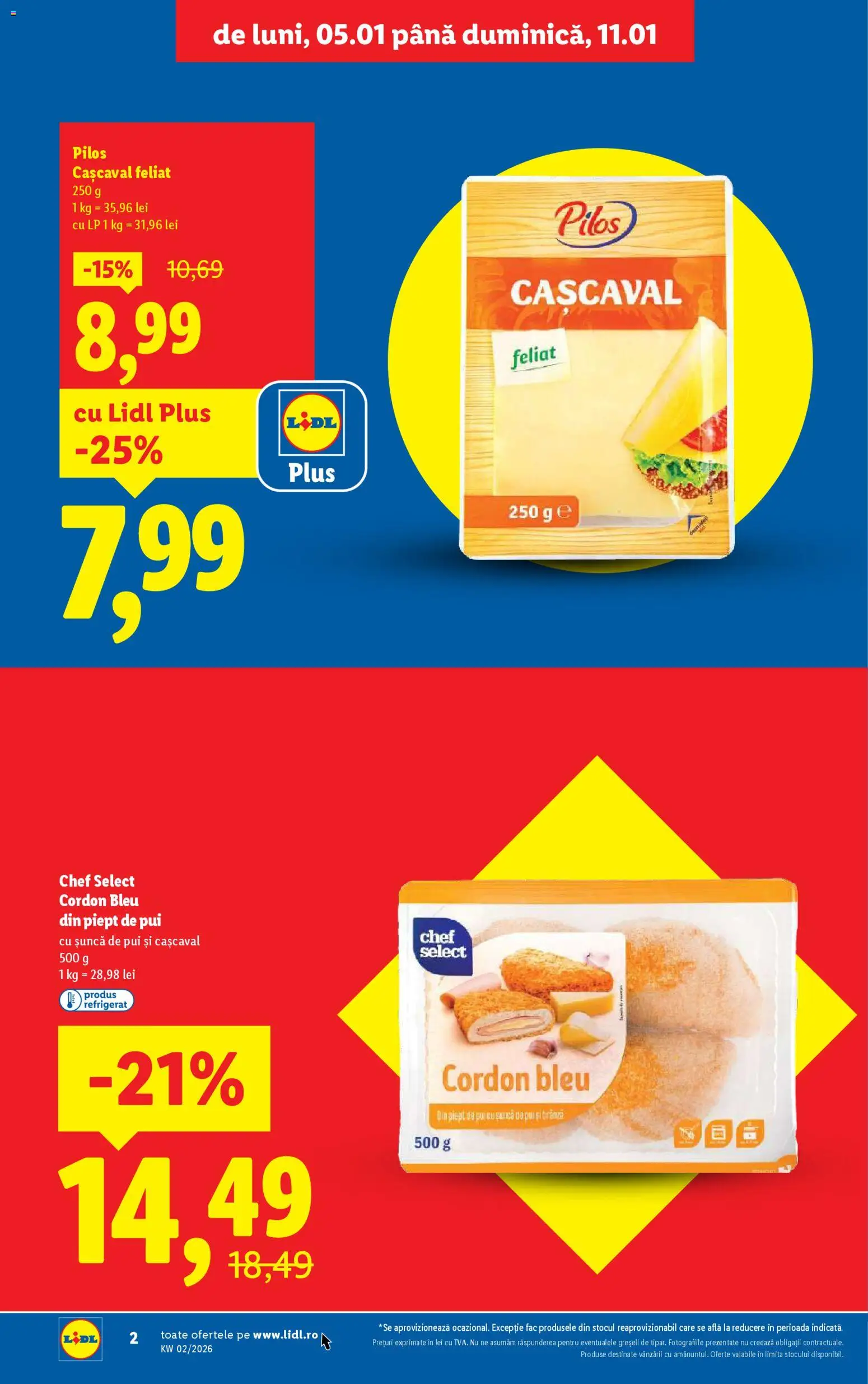 Noul catalog Lidl – valabil de la 05.01.2026 | Pagină: 2 | Produse: Toplar, Hacıyatmaz Kedi Oyuncağı, Cordon bleu, Cașcaval