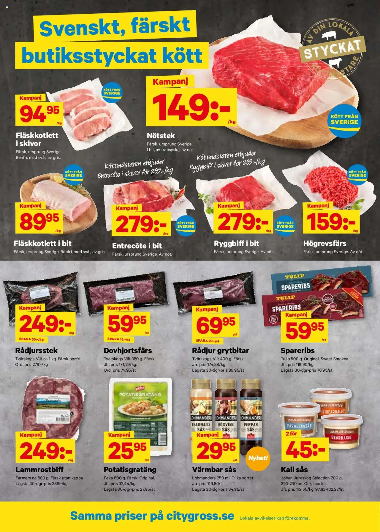 City Gross reklamblad aktuell från 20.10.2025 | Sida: 2 | Produkter: Parmesansås, Entrecote, Potatisgratäng, Peppar