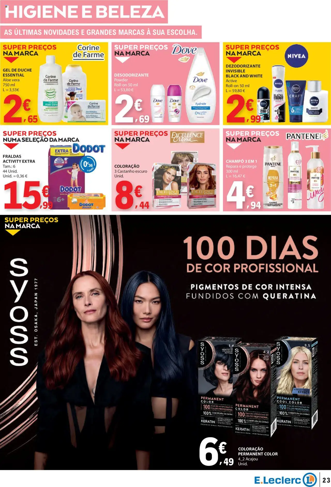 E.Leclerc folheto │ válido de 16.10.2025 | Página: 23 | Produtos: Fraldas, Desodorizante, Creme